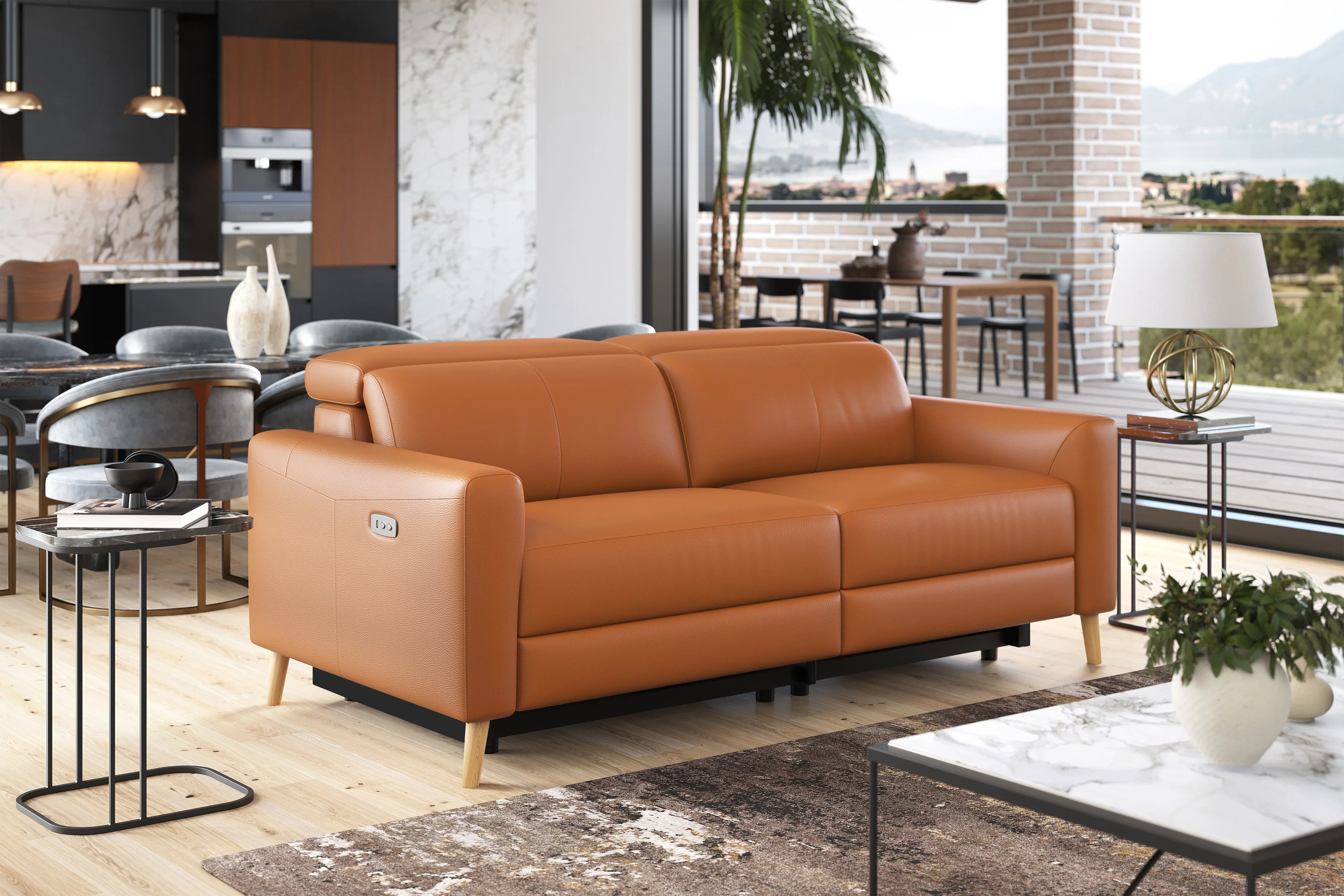 Elodie Leather Dual Recliner Lounge - Image 63