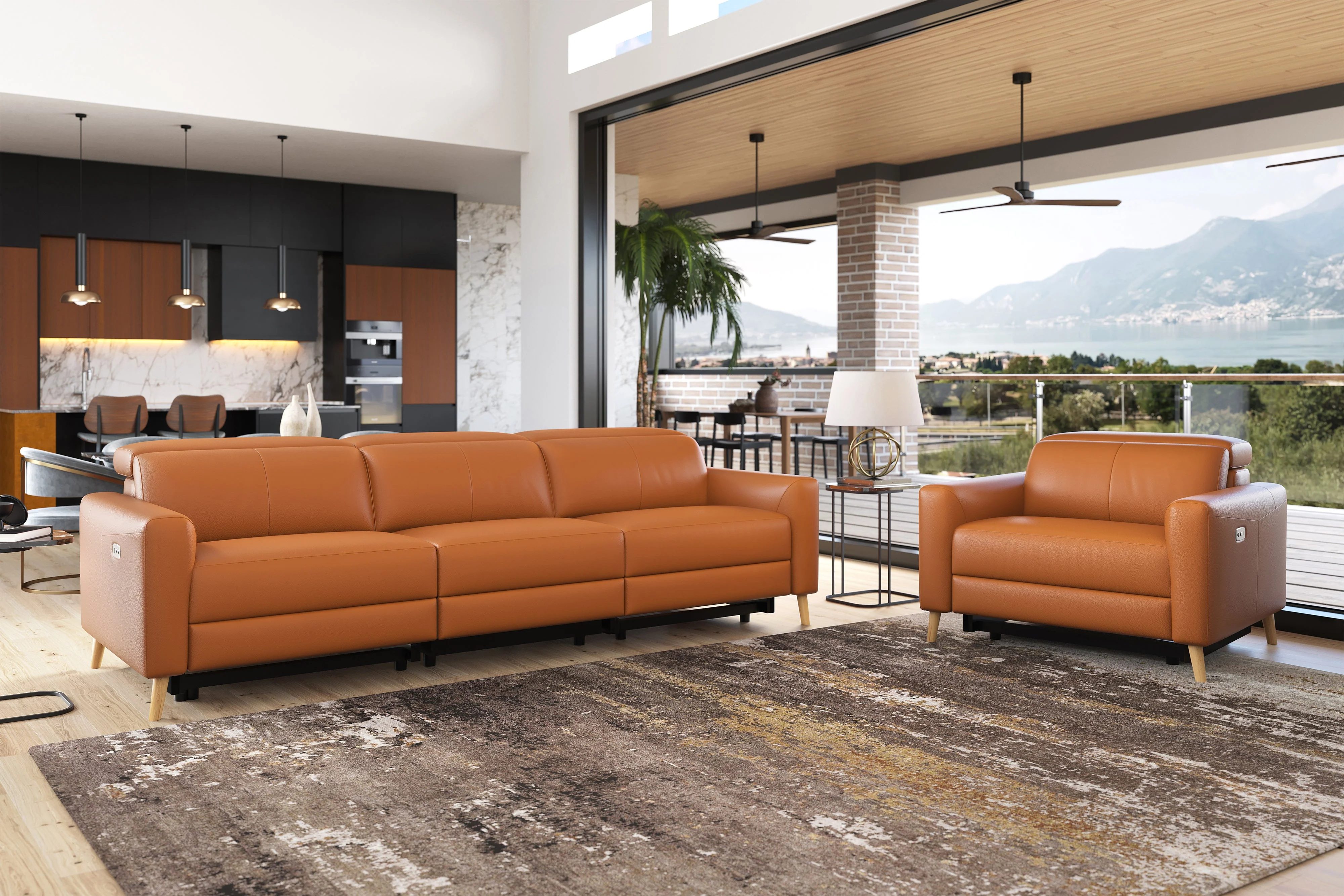 Elodie Leather Dual Recliner Lounge - Image 77
