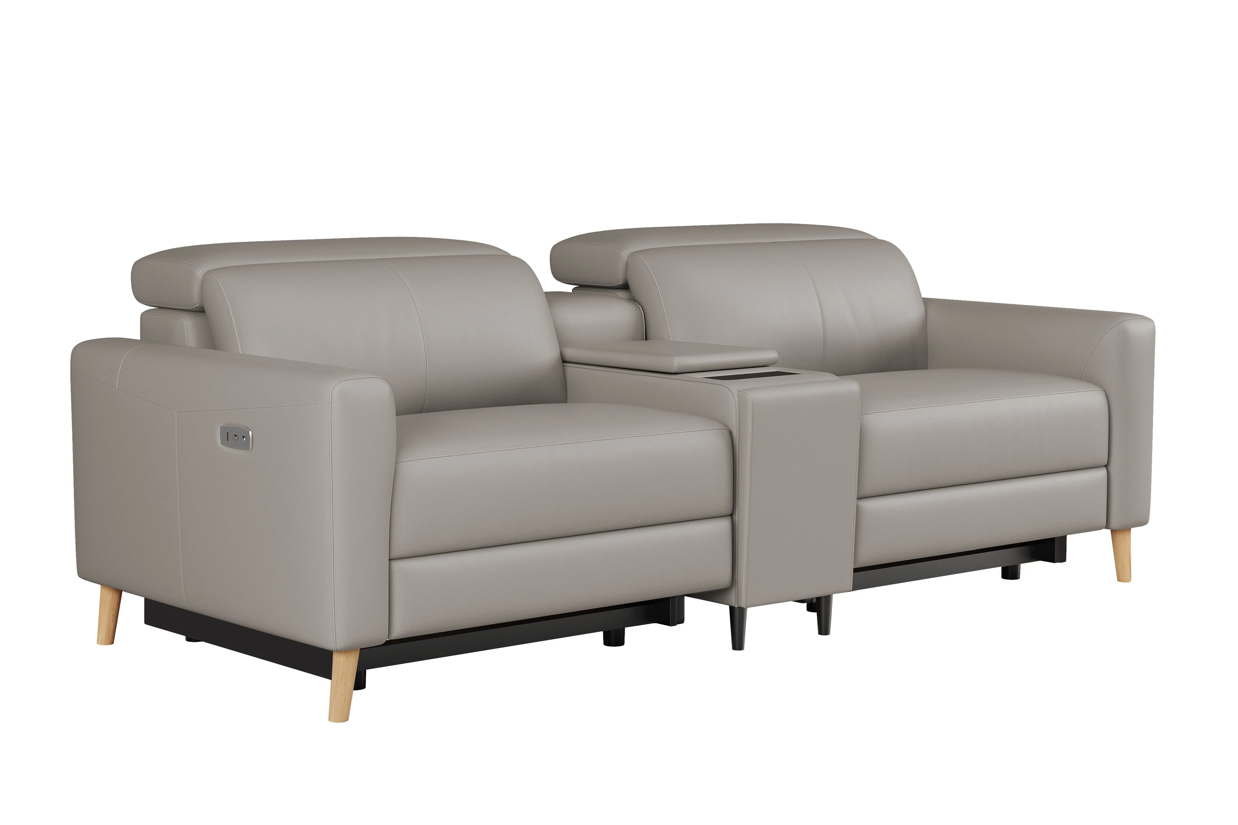 Elodie Leather Dual Recliner Lounge with Console - Image 31