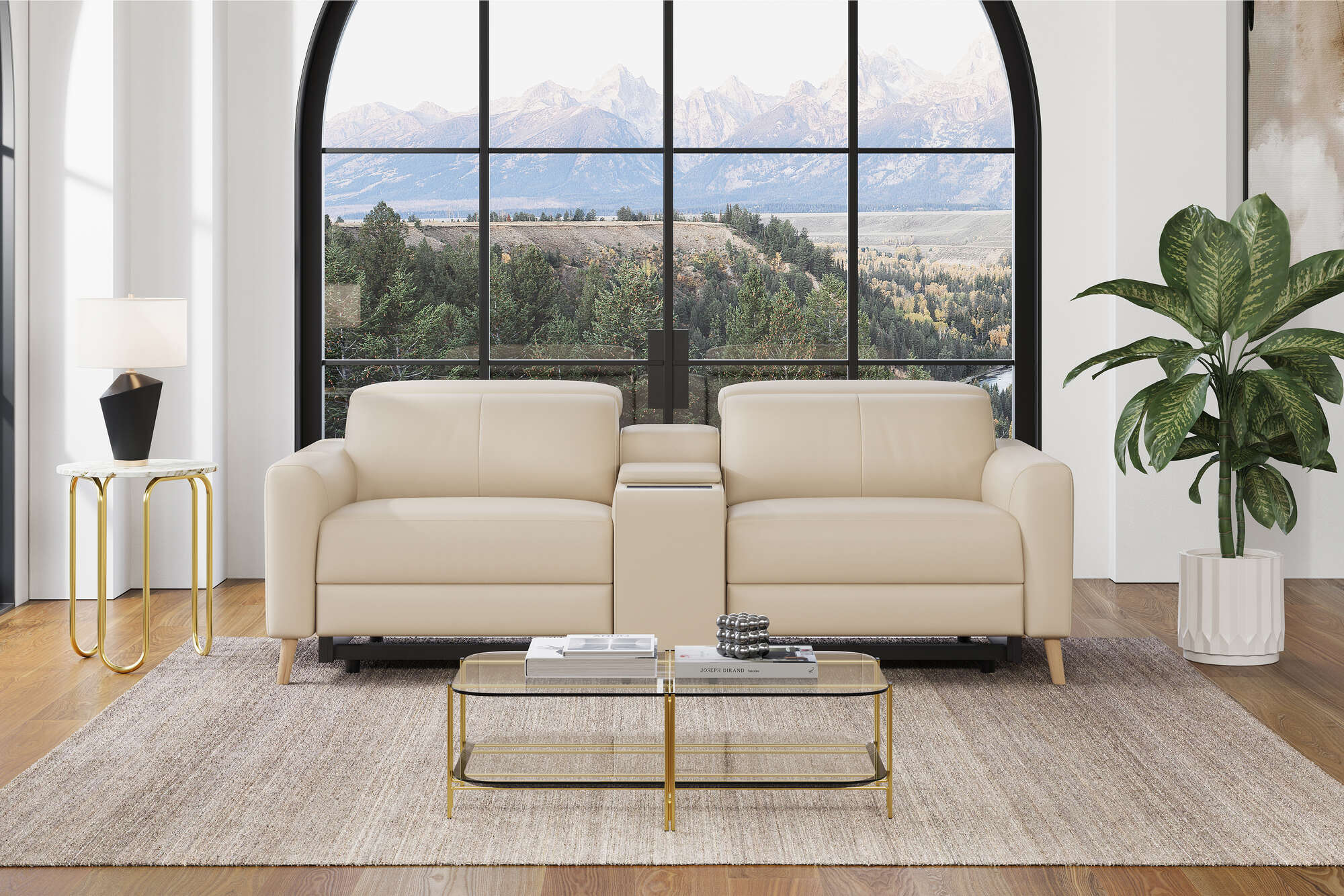 Elodie Leather Dual Recliner Lounge with Console - Image 38