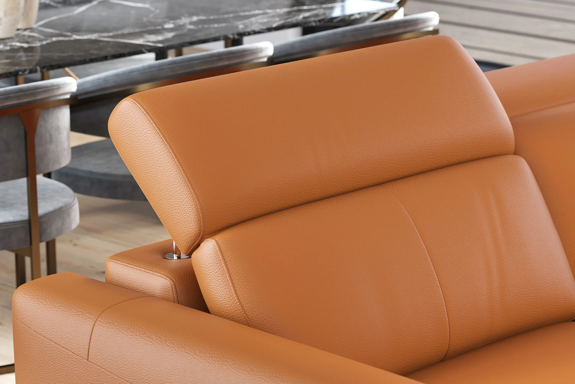 Elodie Leather Dual Recliner Lounge with Console - Image 4