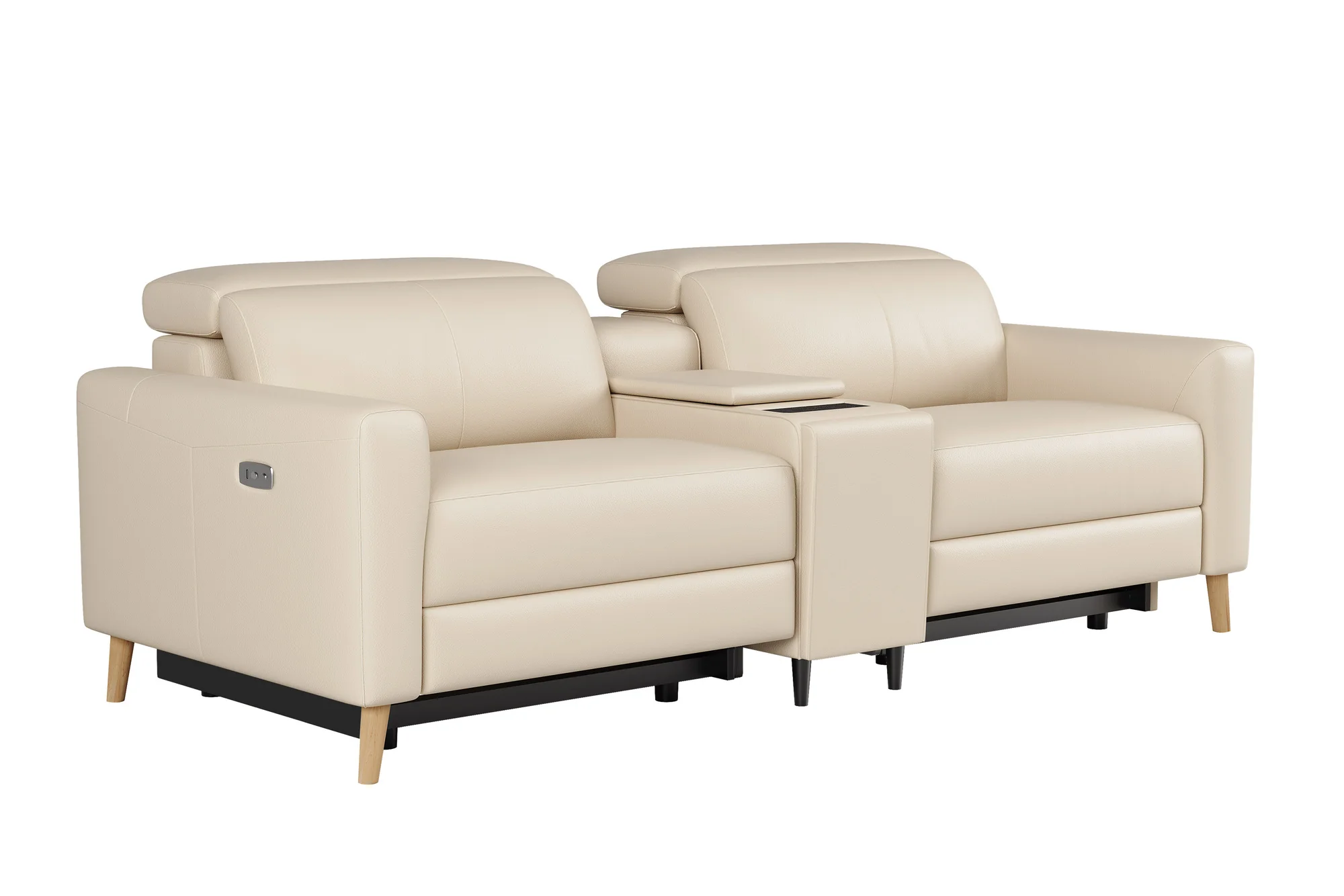 Elodie Leather Dual Recliner Lounge with Console - Image 43