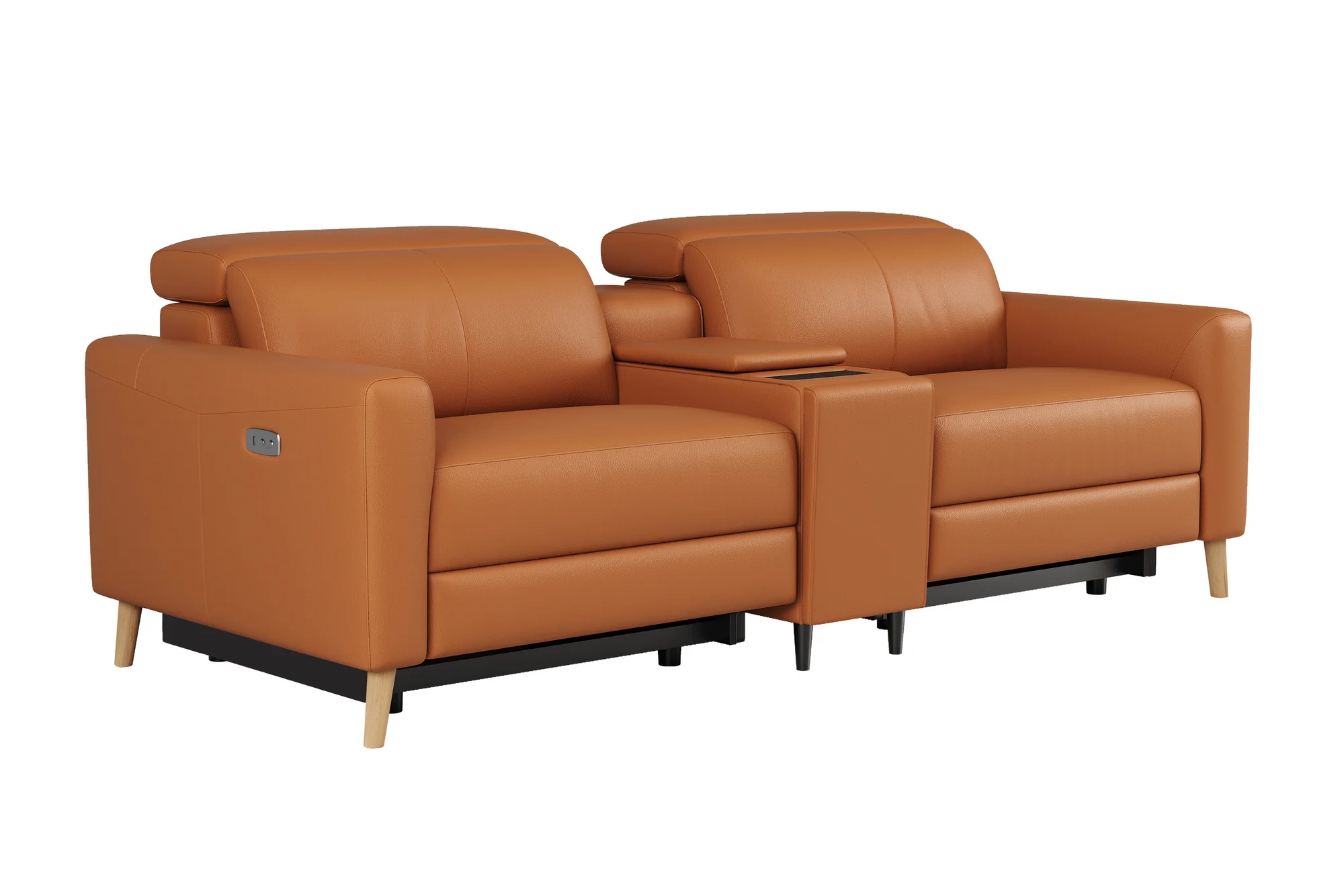 Elodie Leather Dual Recliner Lounge with Console - Image 9