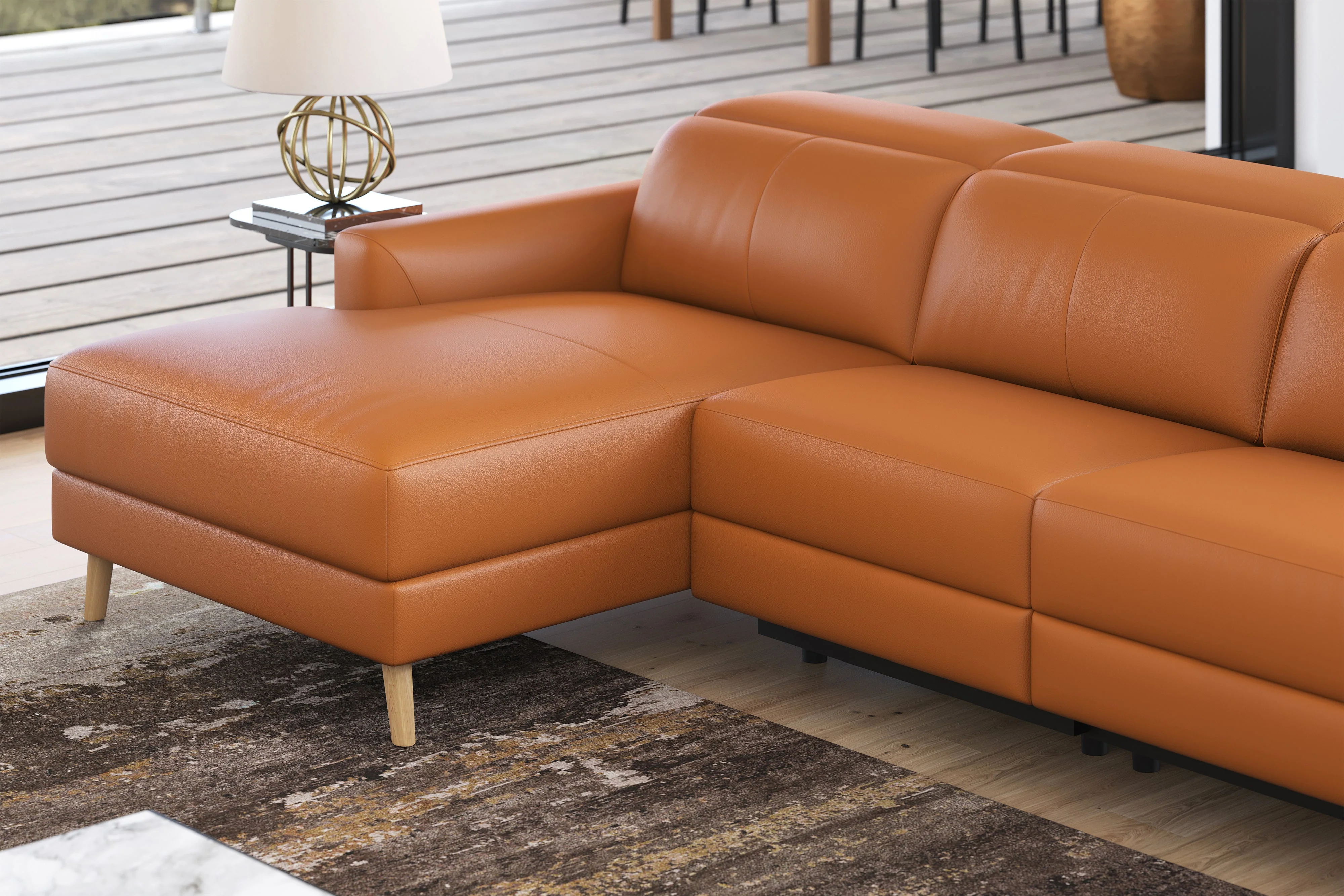 Elodie Leather Recliner Sectional Lounge - Image 15