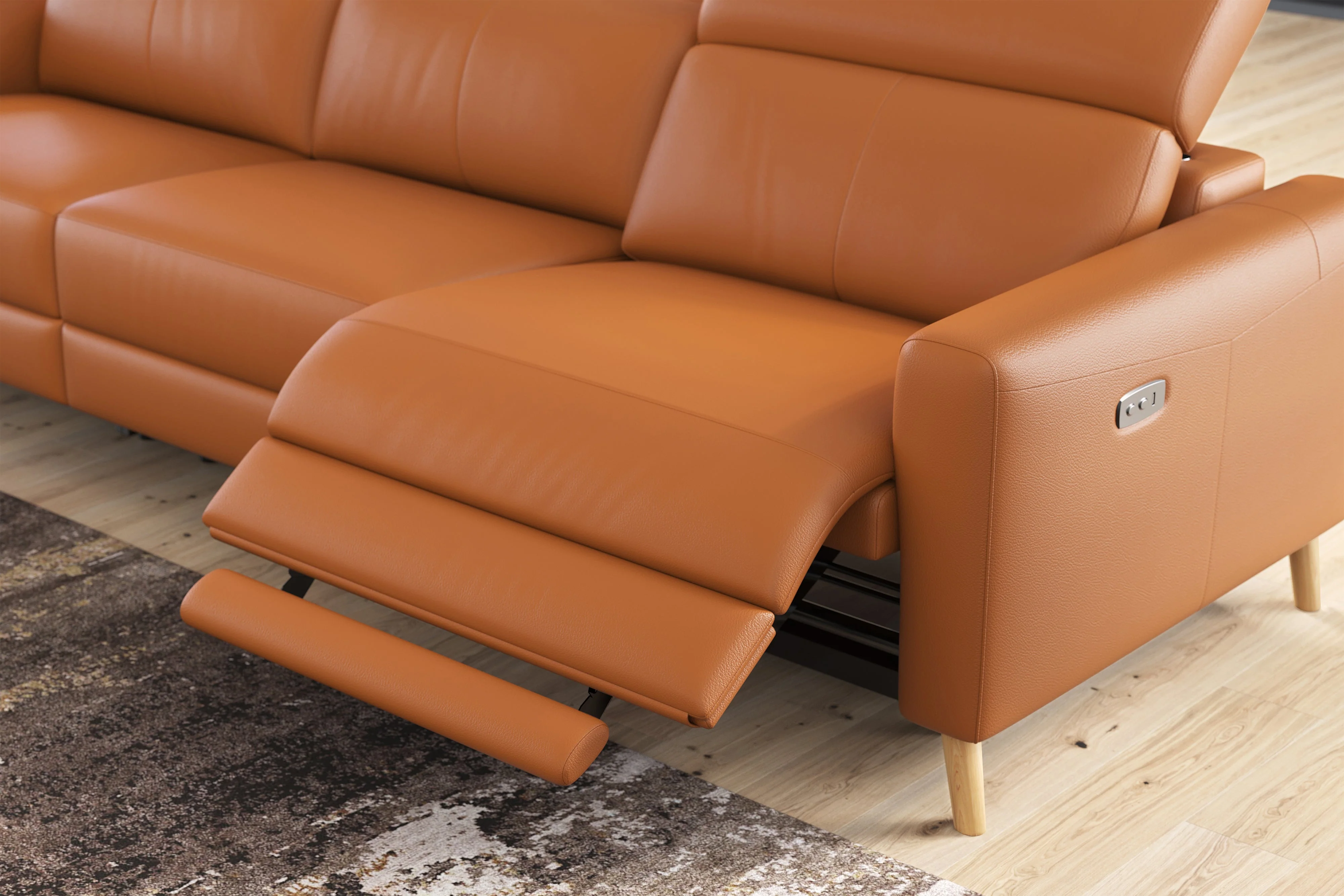Elodie Leather Recliner Sectional Lounge - Image 16