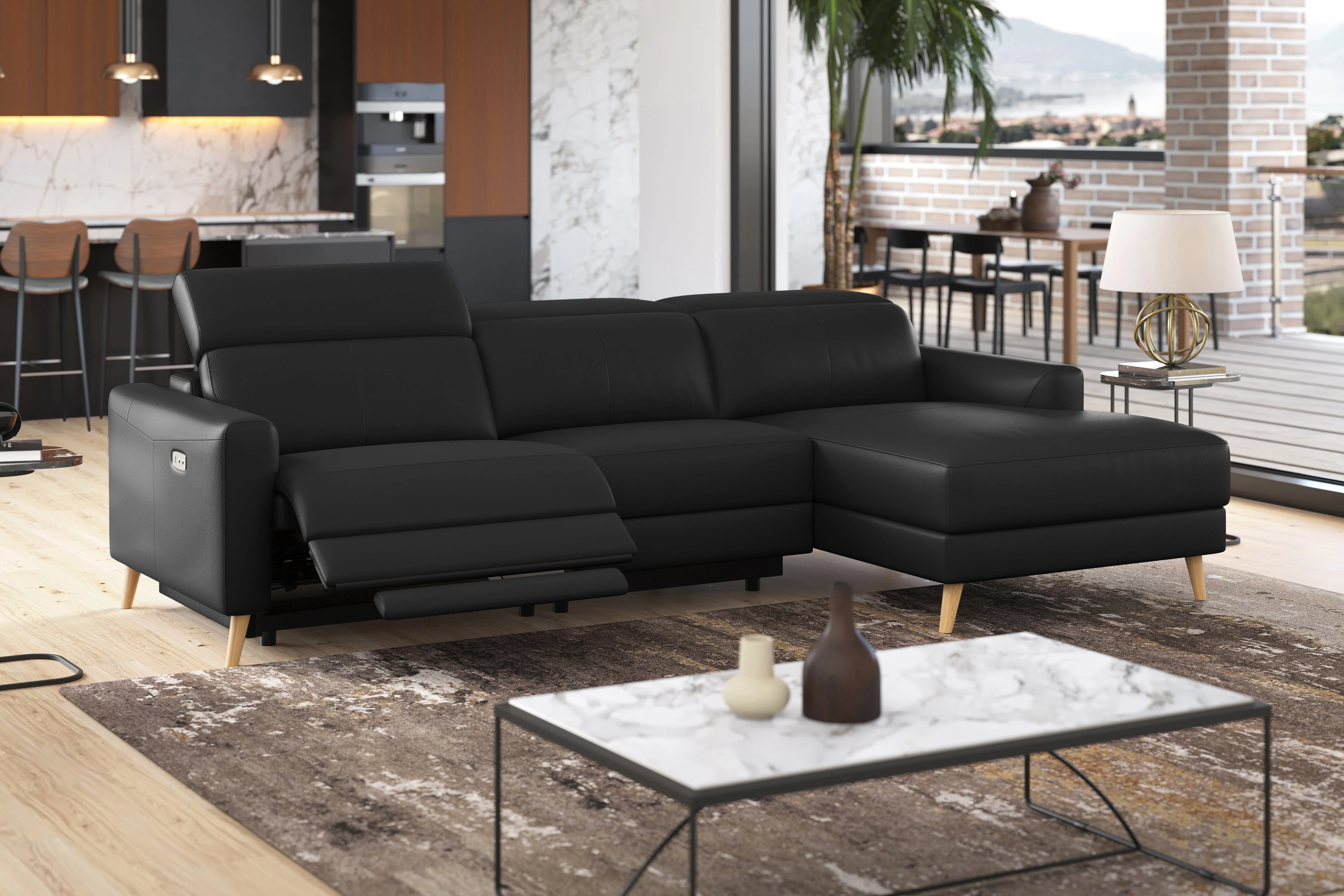 Elodie Leather Recliner Sectional Lounge - Image 23