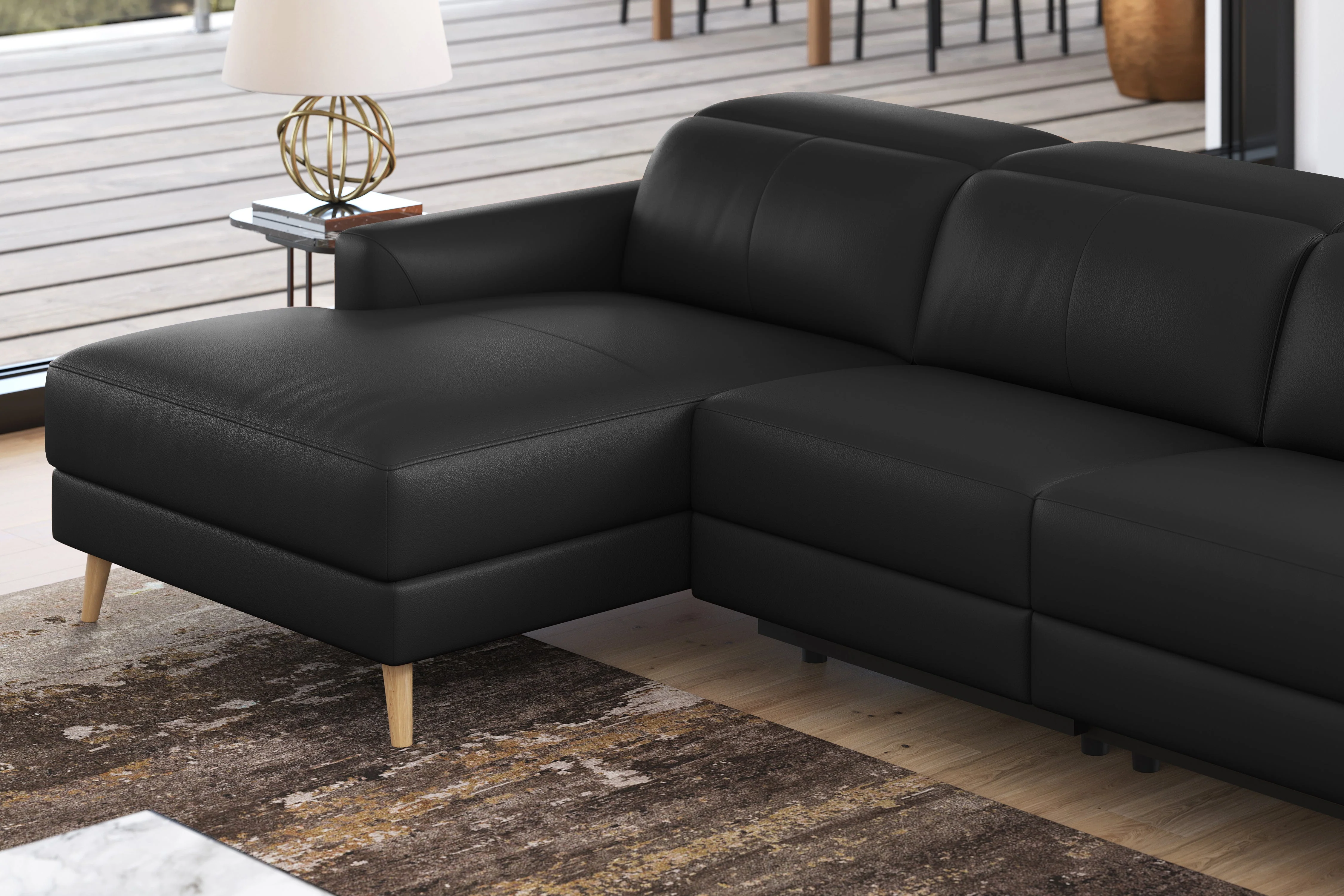 Elodie Leather Recliner Sectional Lounge - Image 36