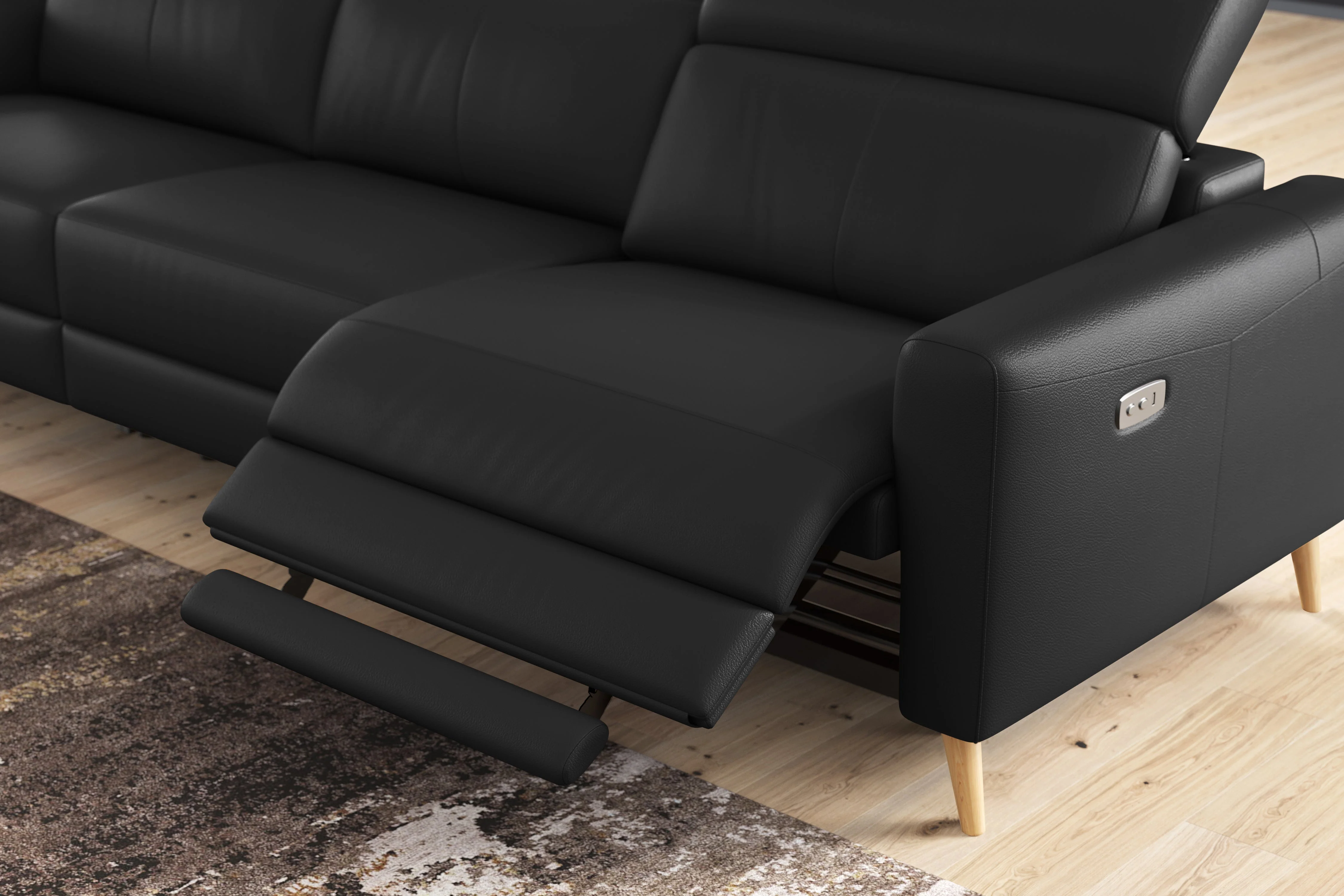 Elodie Leather Recliner Sectional Lounge - Image 37