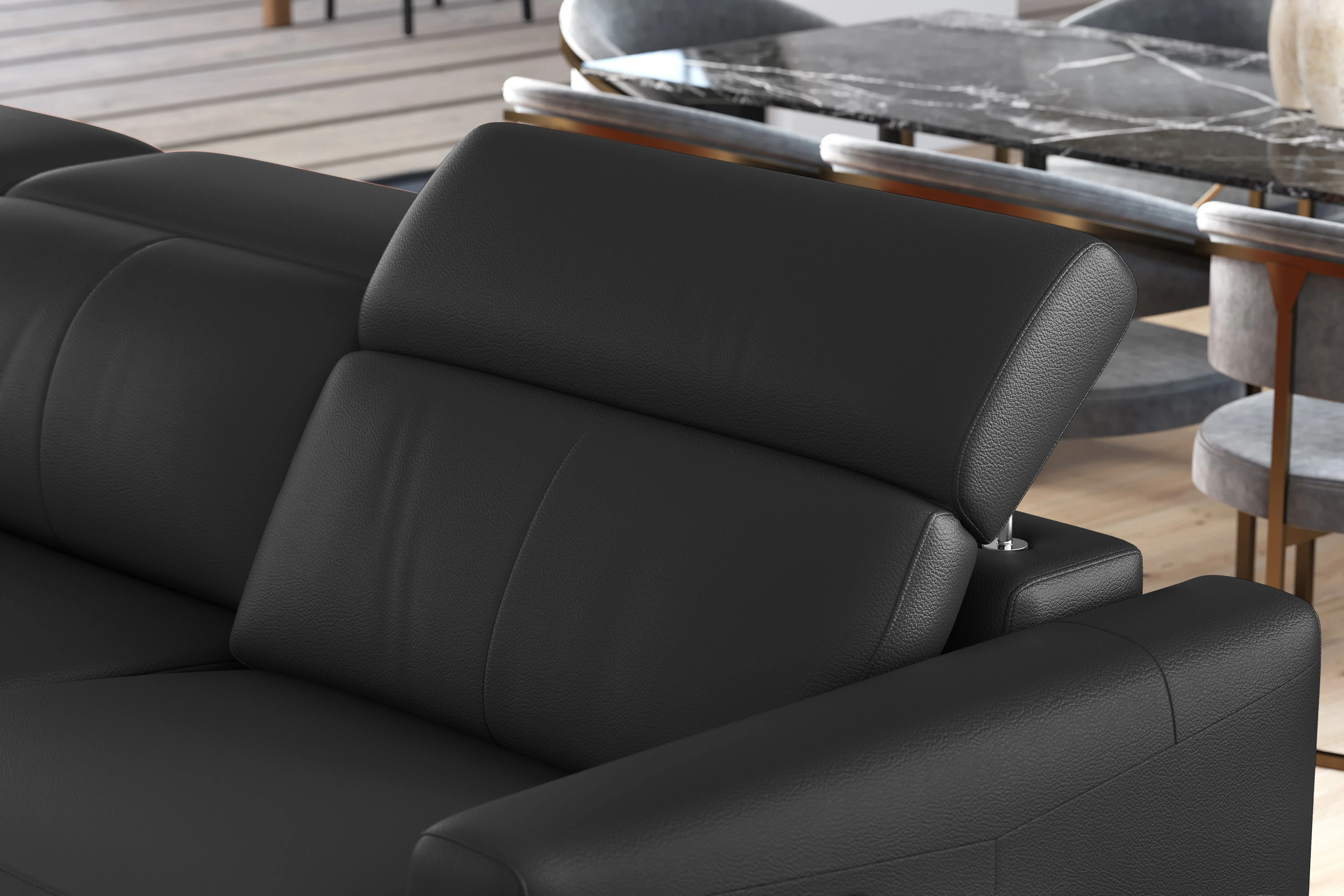 Elodie Leather Recliner Sectional Lounge - Image 38