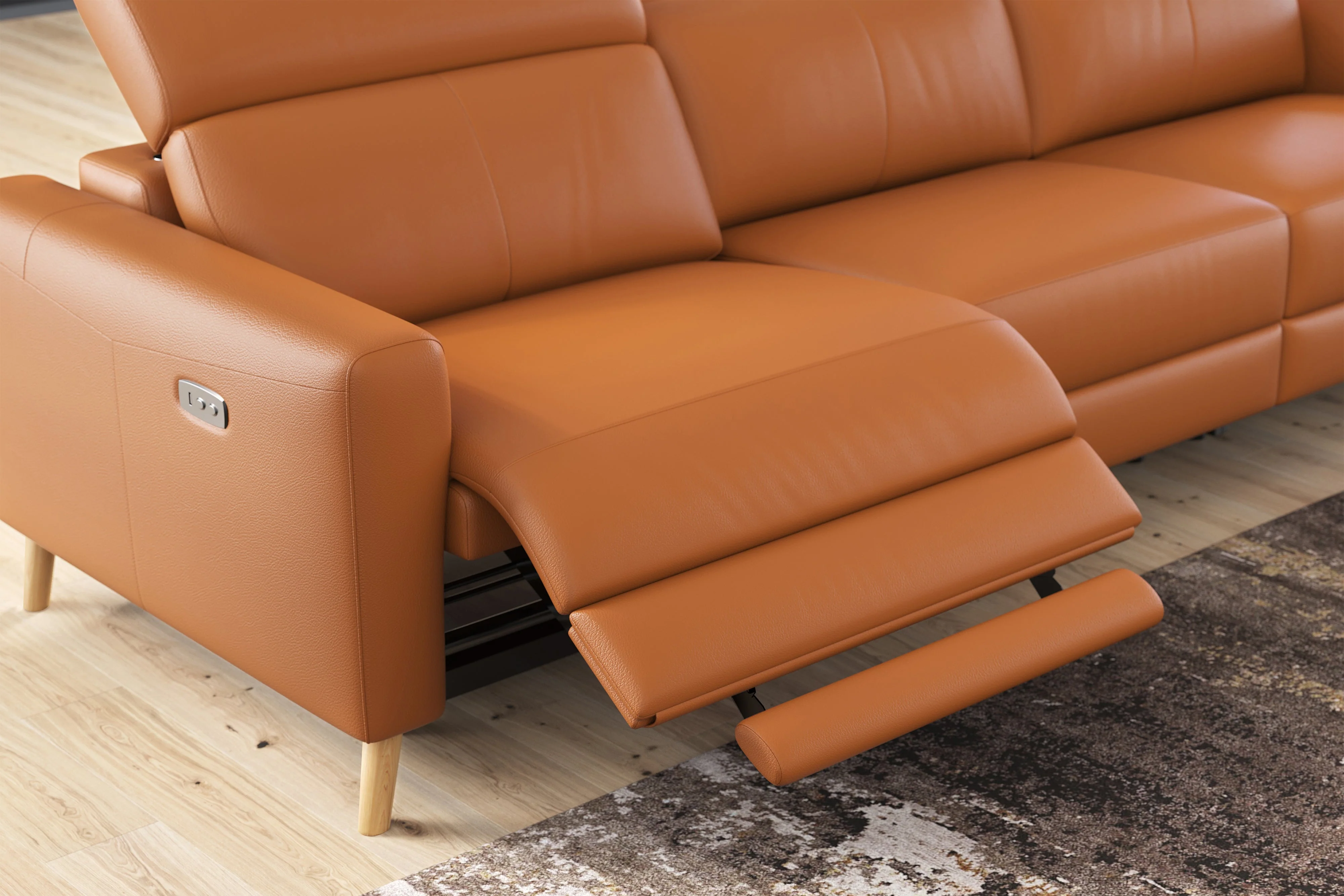 Elodie Leather Recliner Sectional Lounge - Image 4
