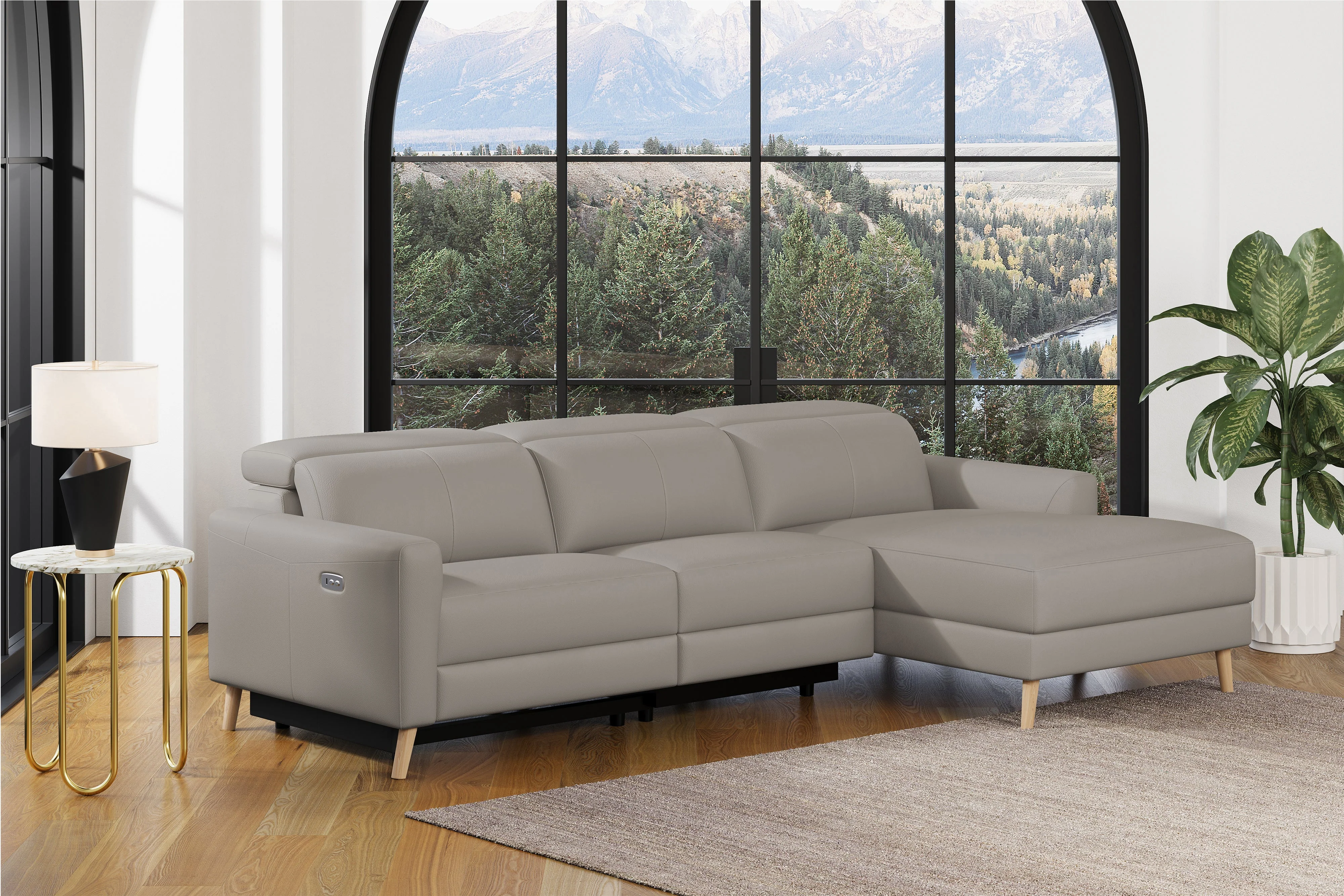 Elodie Leather Recliner Sectional Lounge - Image 45