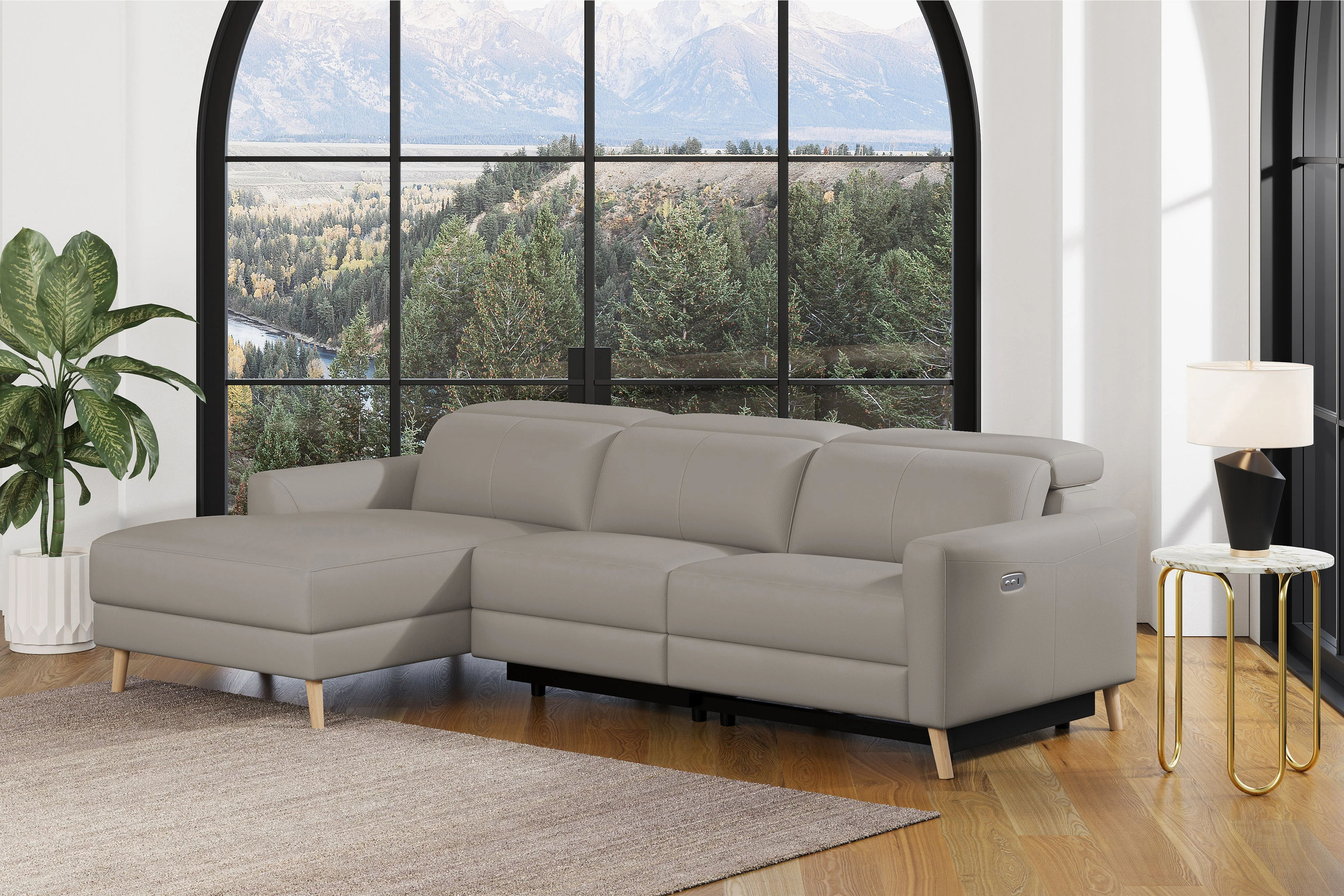 Elodie Leather Recliner Sectional Lounge - Image 57