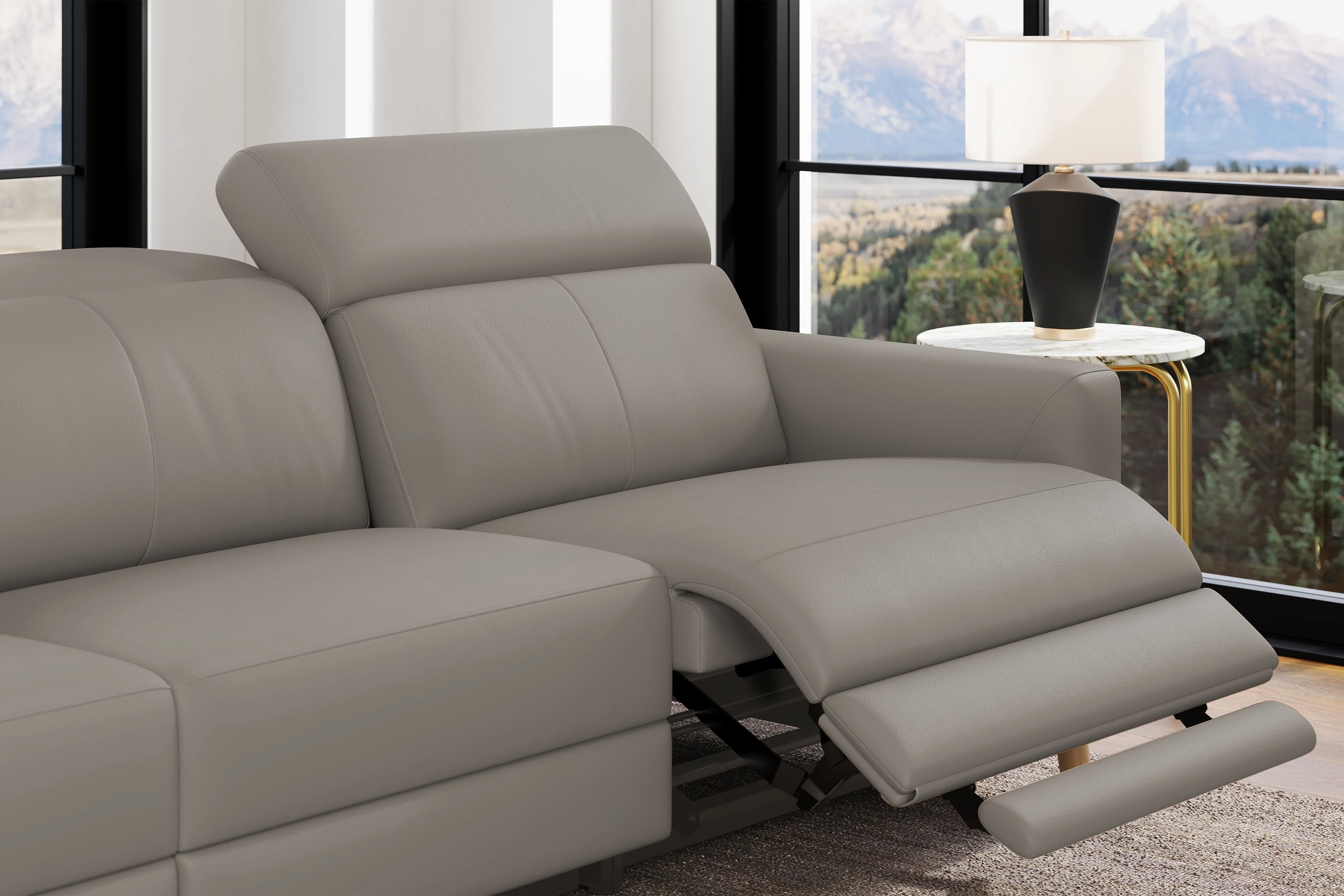Elodie Leather Recliner Sectional Lounge - Image 60
