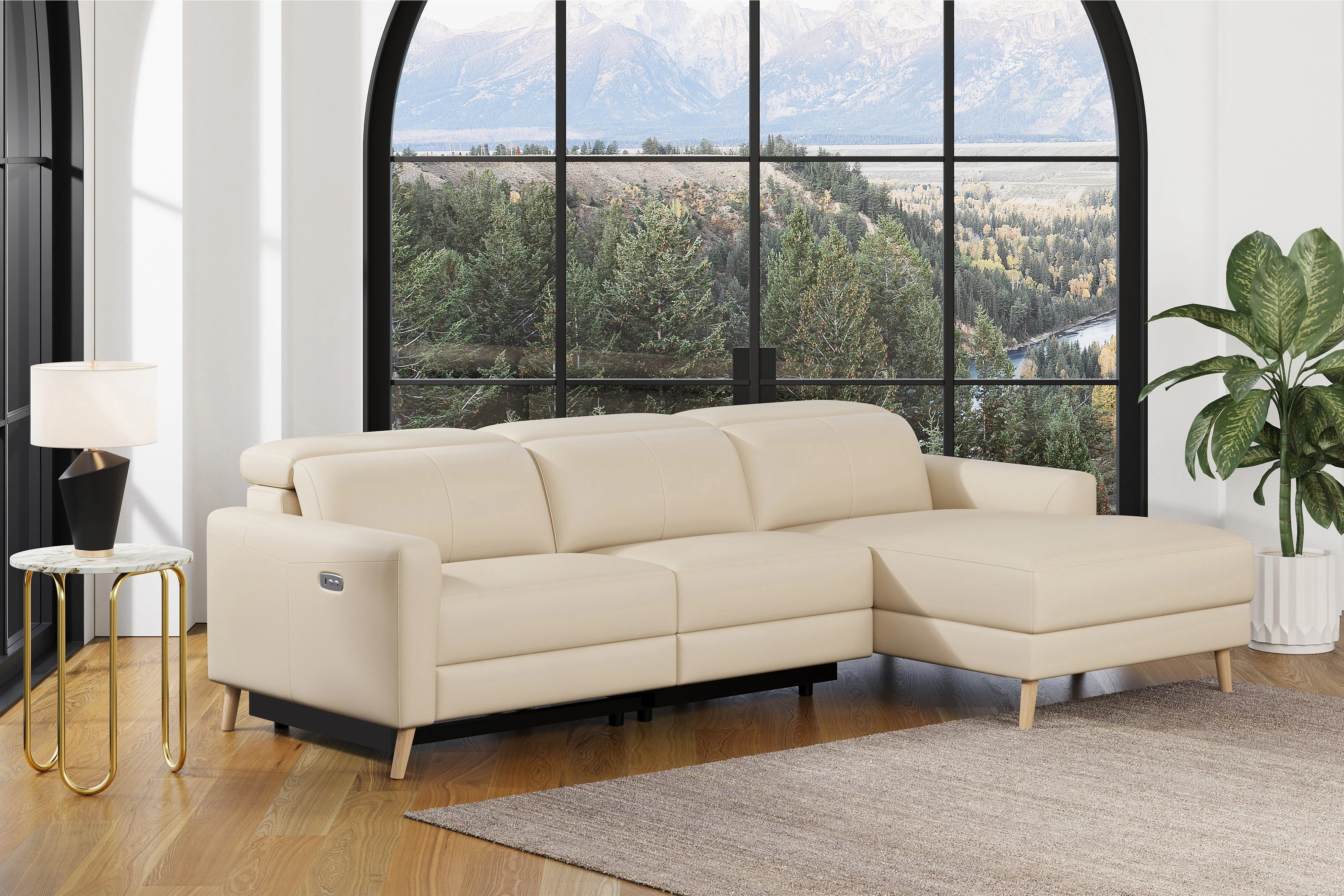 Elodie Leather Recliner Sectional Lounge - Image 69