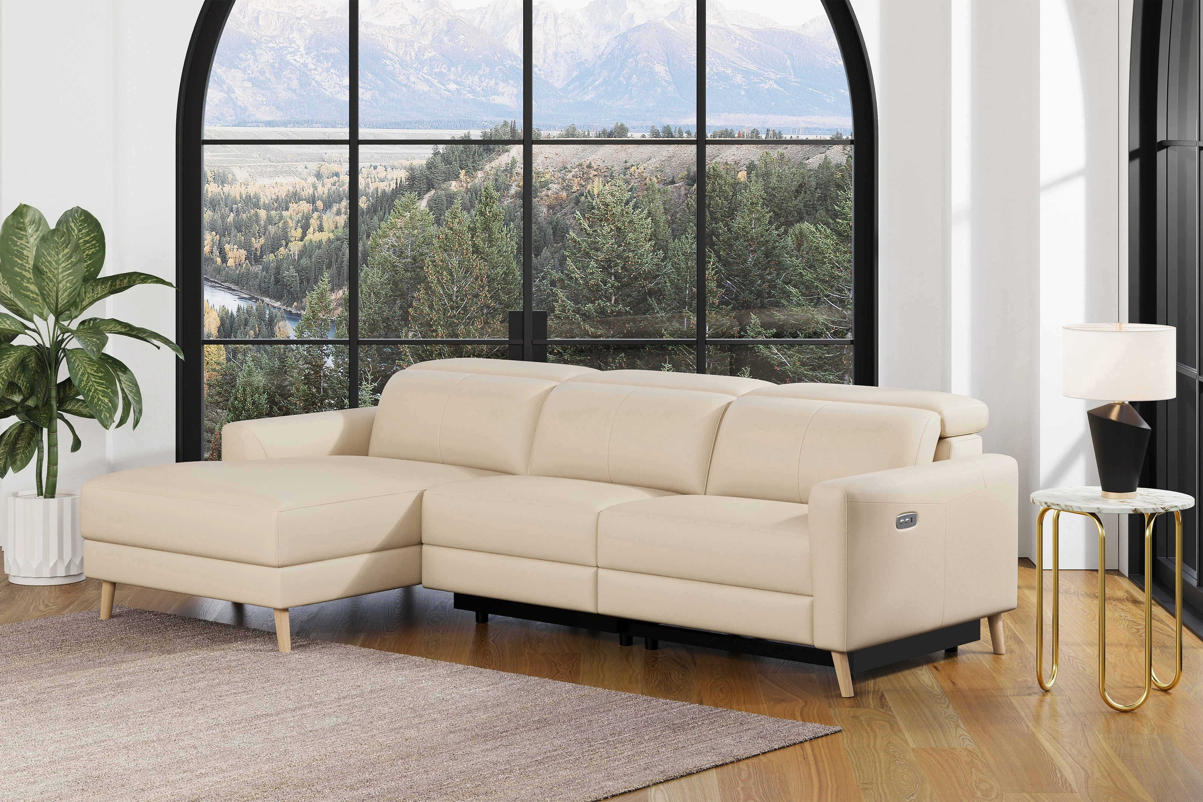 Elodie Leather Recliner Sectional Lounge - Image 81