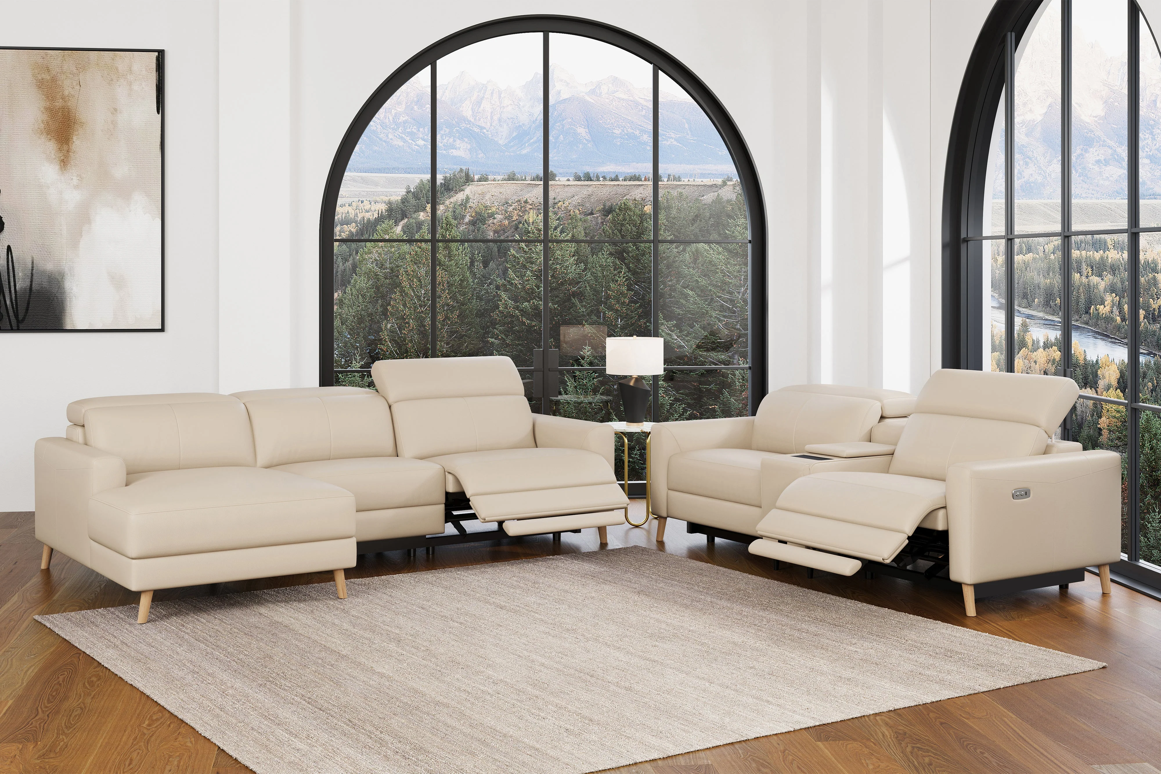 Elodie Leather Recliner Sectional Lounge - Image 83