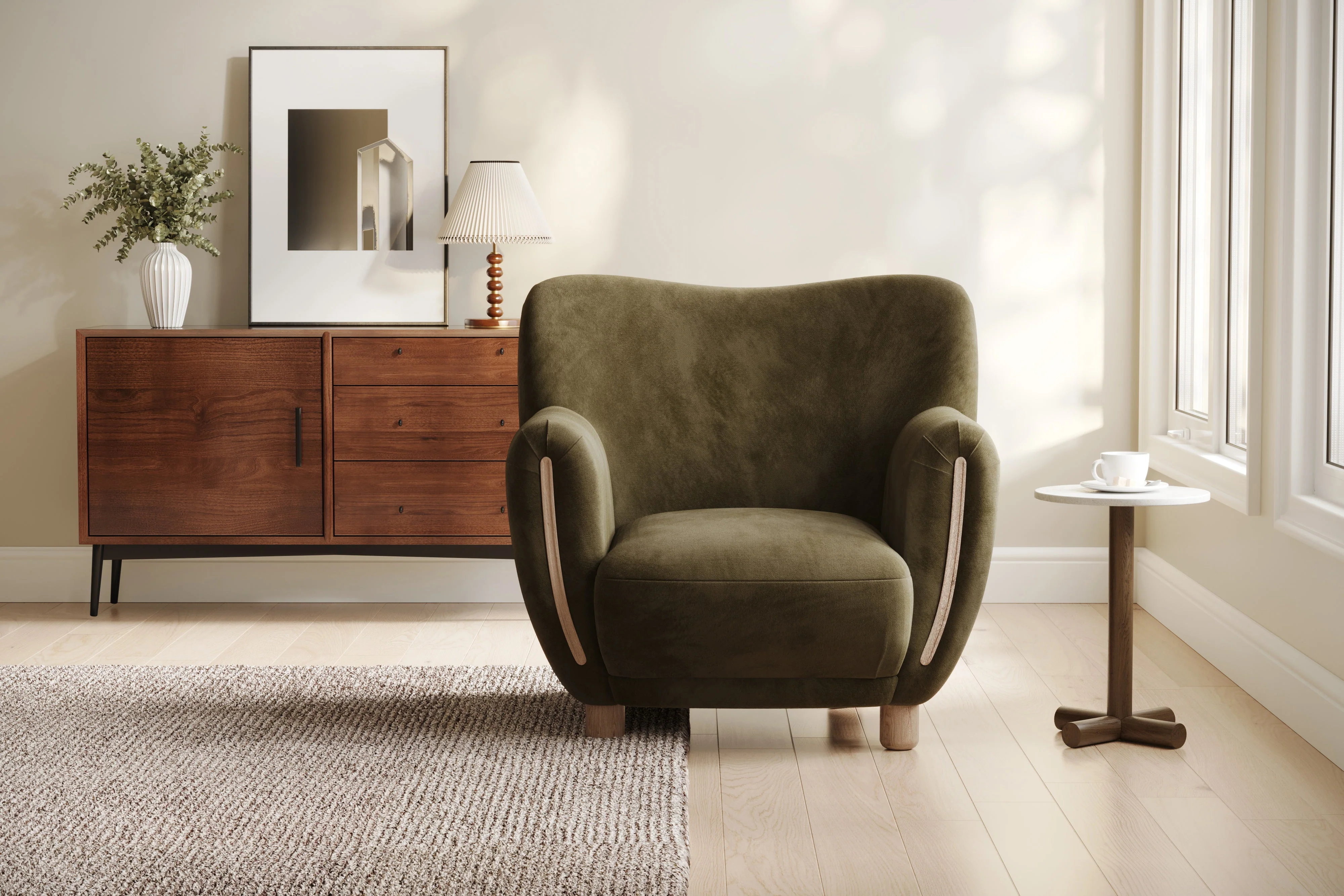 Emerald Velvet Fabric Accent Chair - Image 4