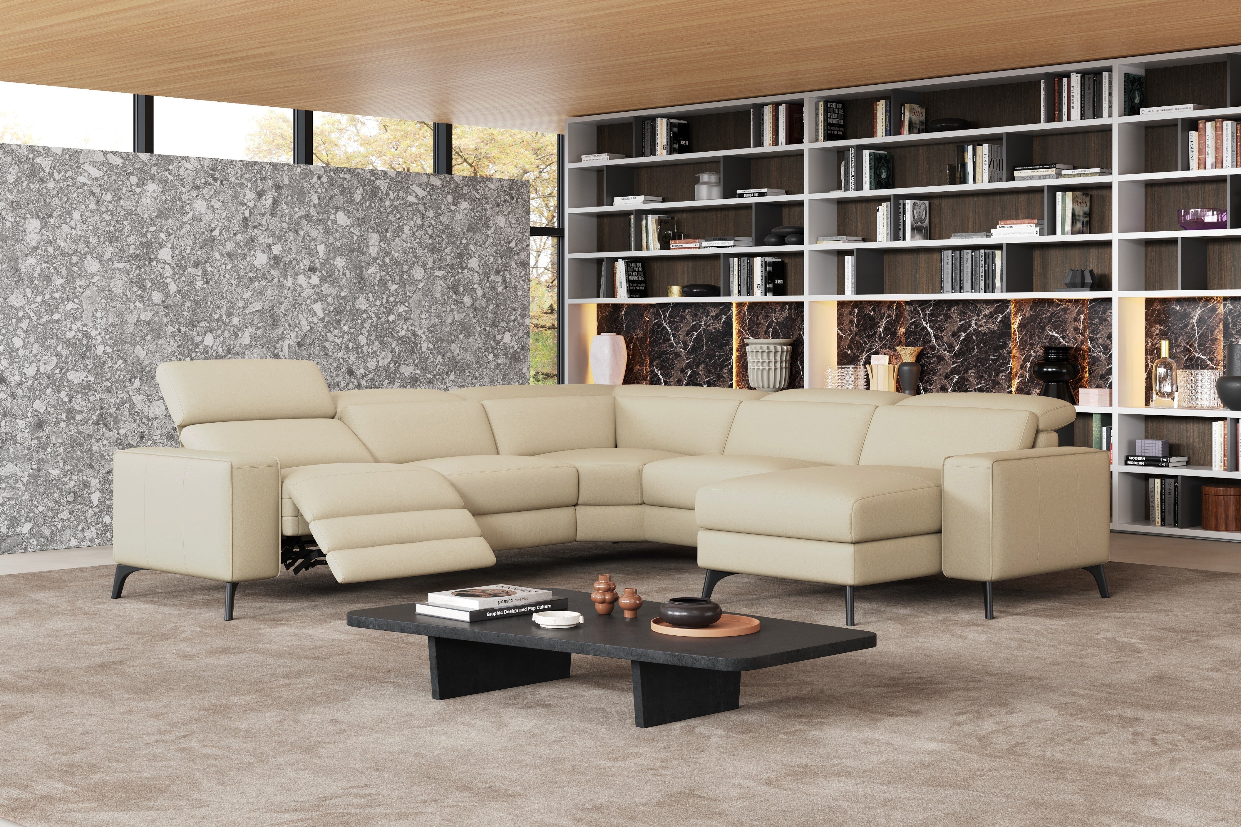 Esther Leather Corner Recliner Sectional Lounge - Image 13