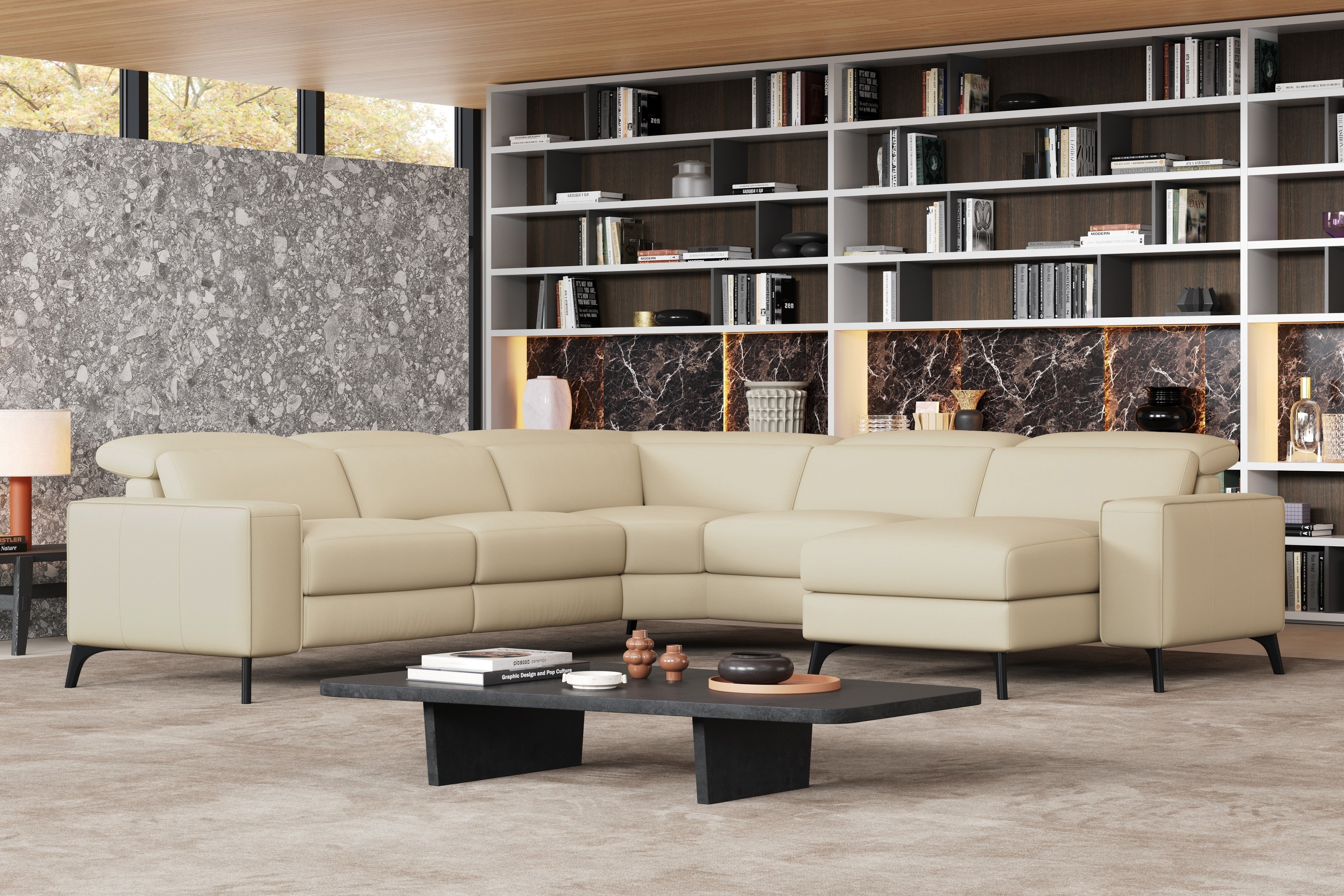 Esther Leather Corner Recliner Sectional Lounge - Image 15