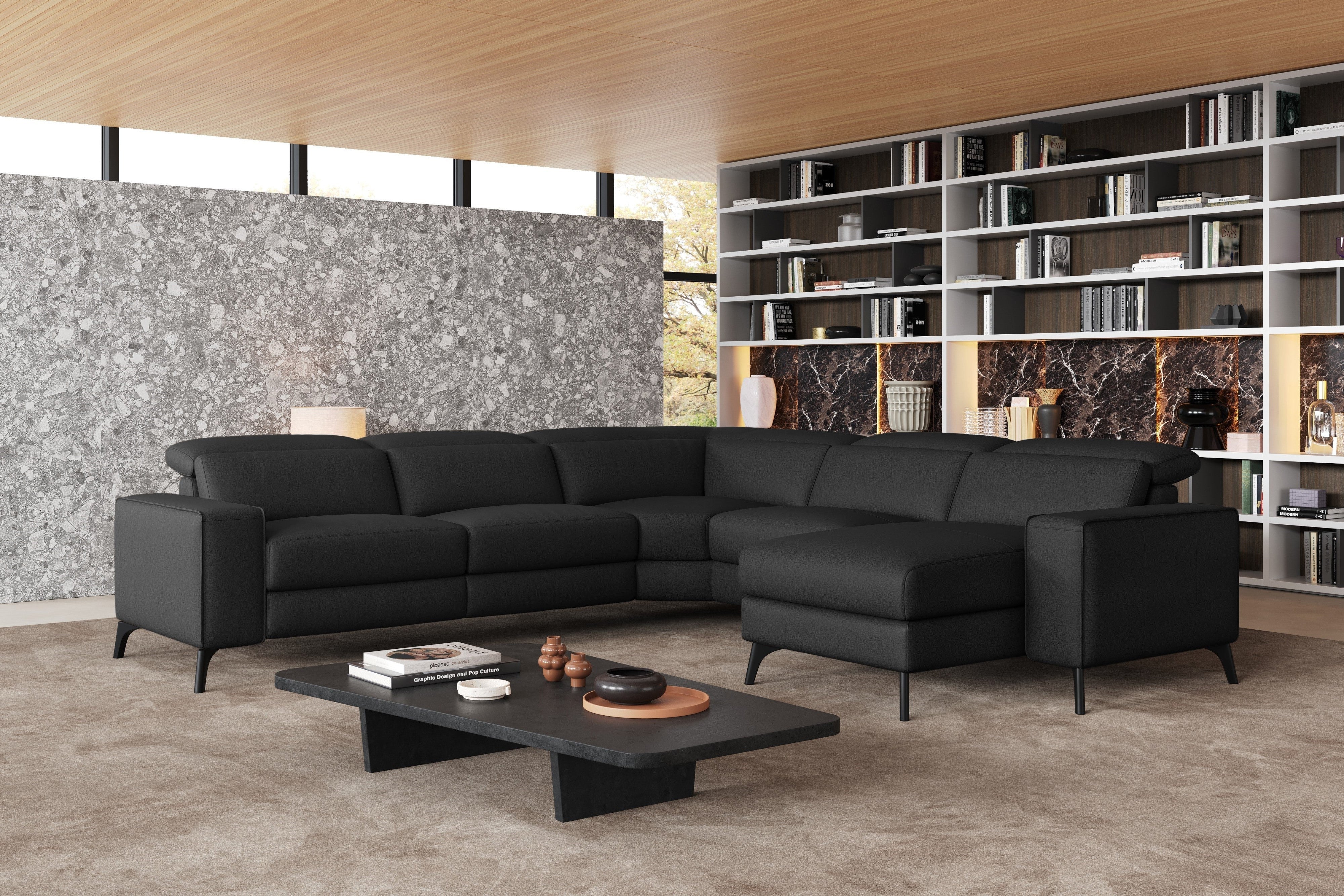 Esther Leather Corner Recliner Sectional Lounge - Image 35