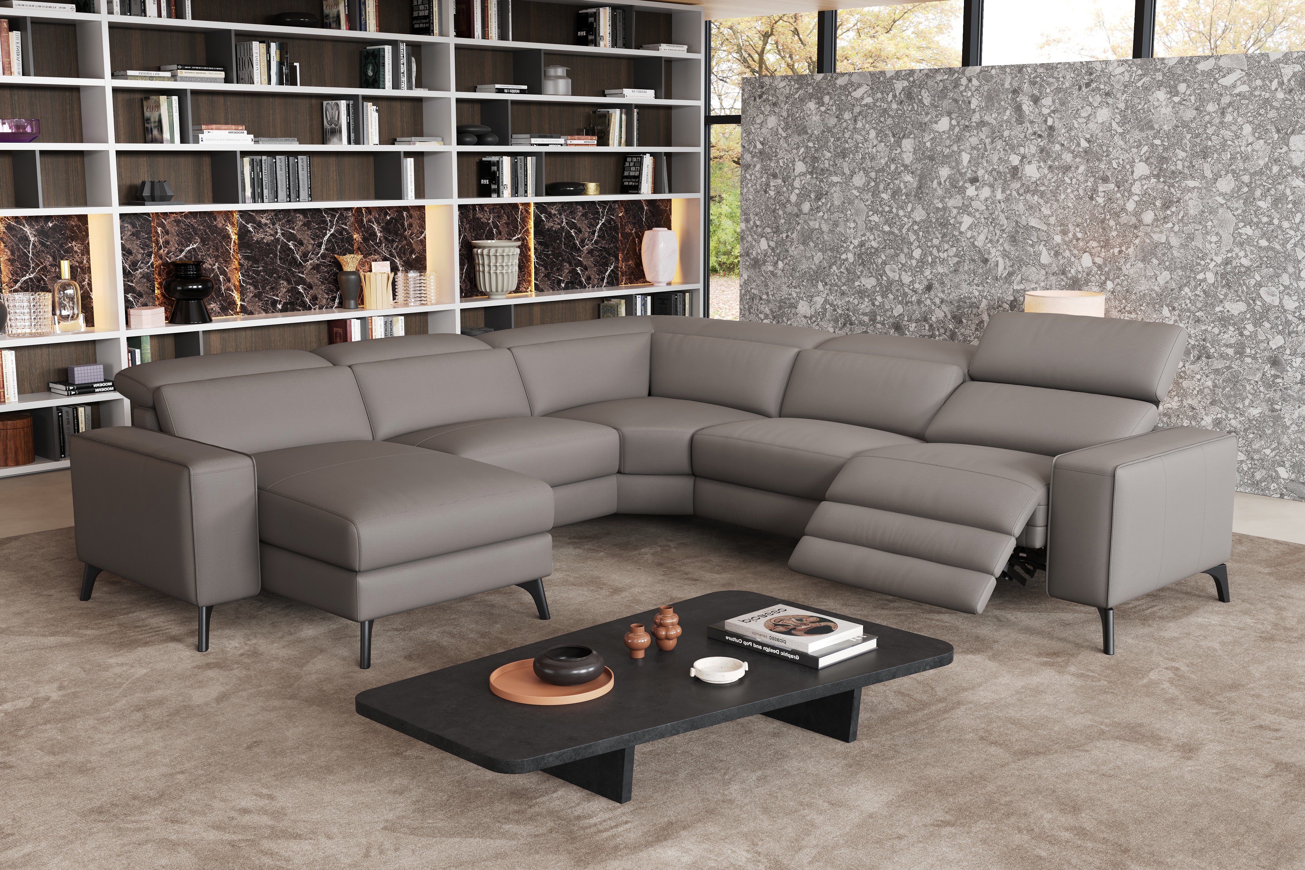 Esther Leather Corner Recliner Sectional Lounge - Image 46