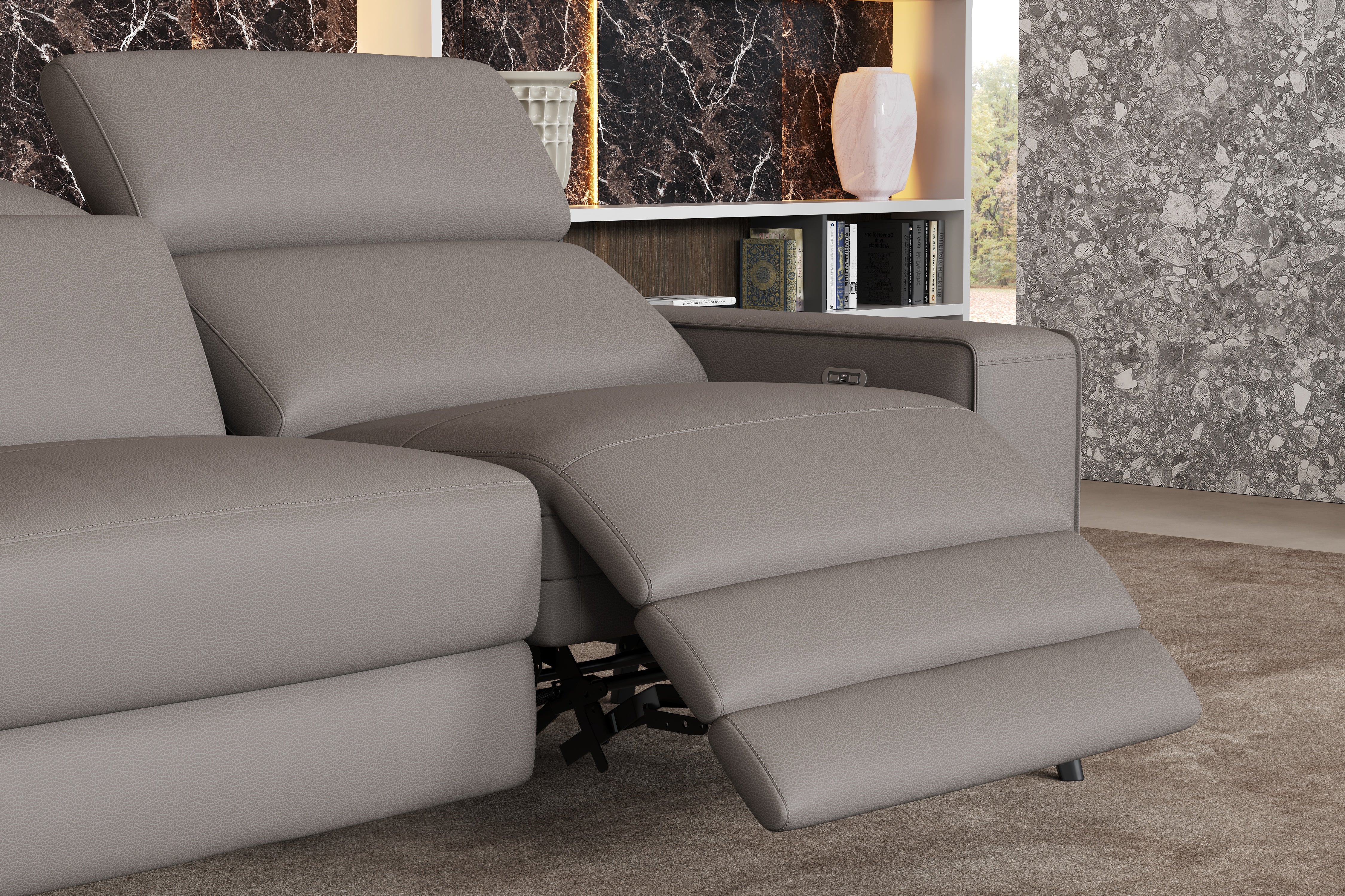 Esther Leather Corner Recliner Sectional Lounge - Image 52