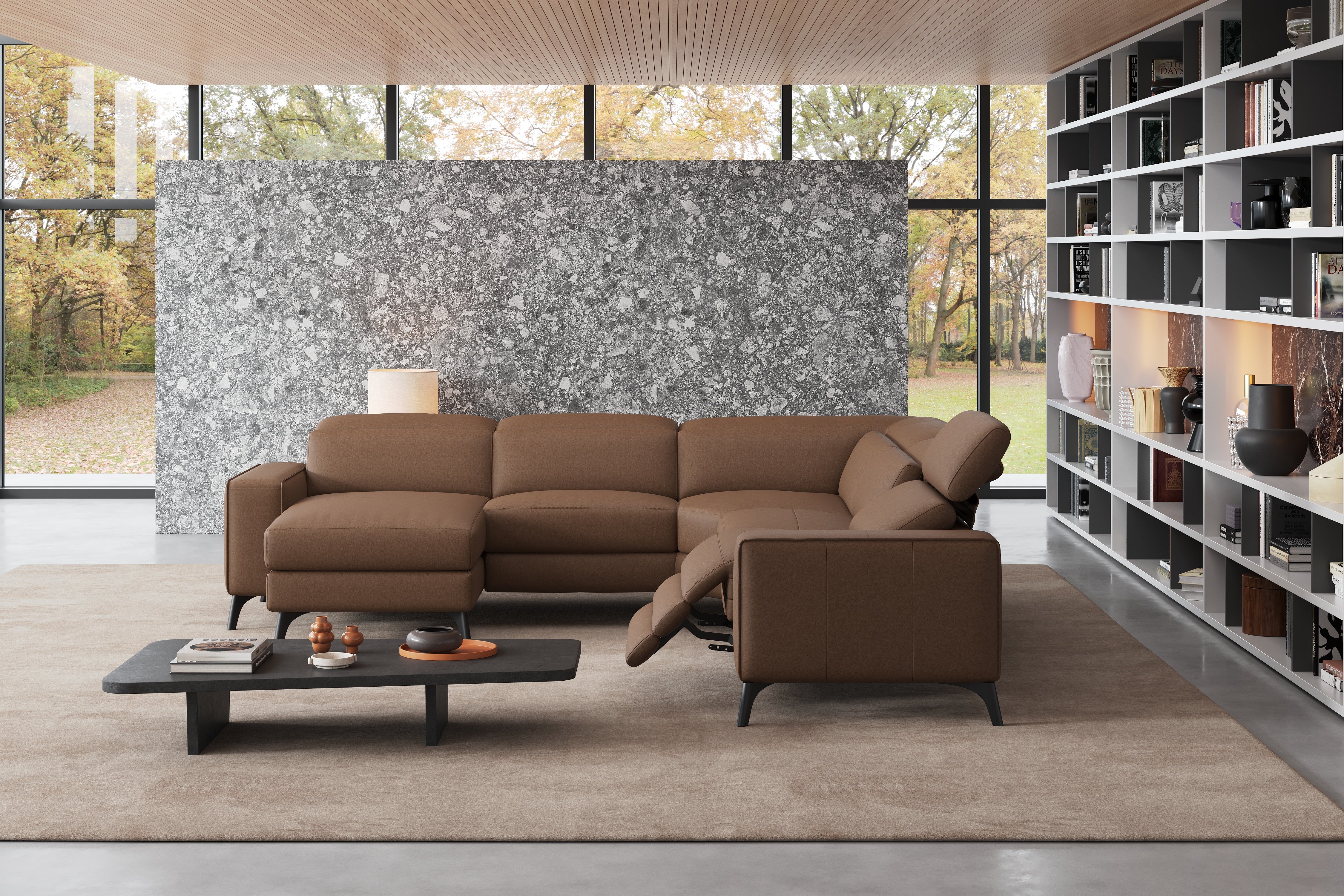 Esther Leather Corner Recliner Sectional Lounge - Image 70