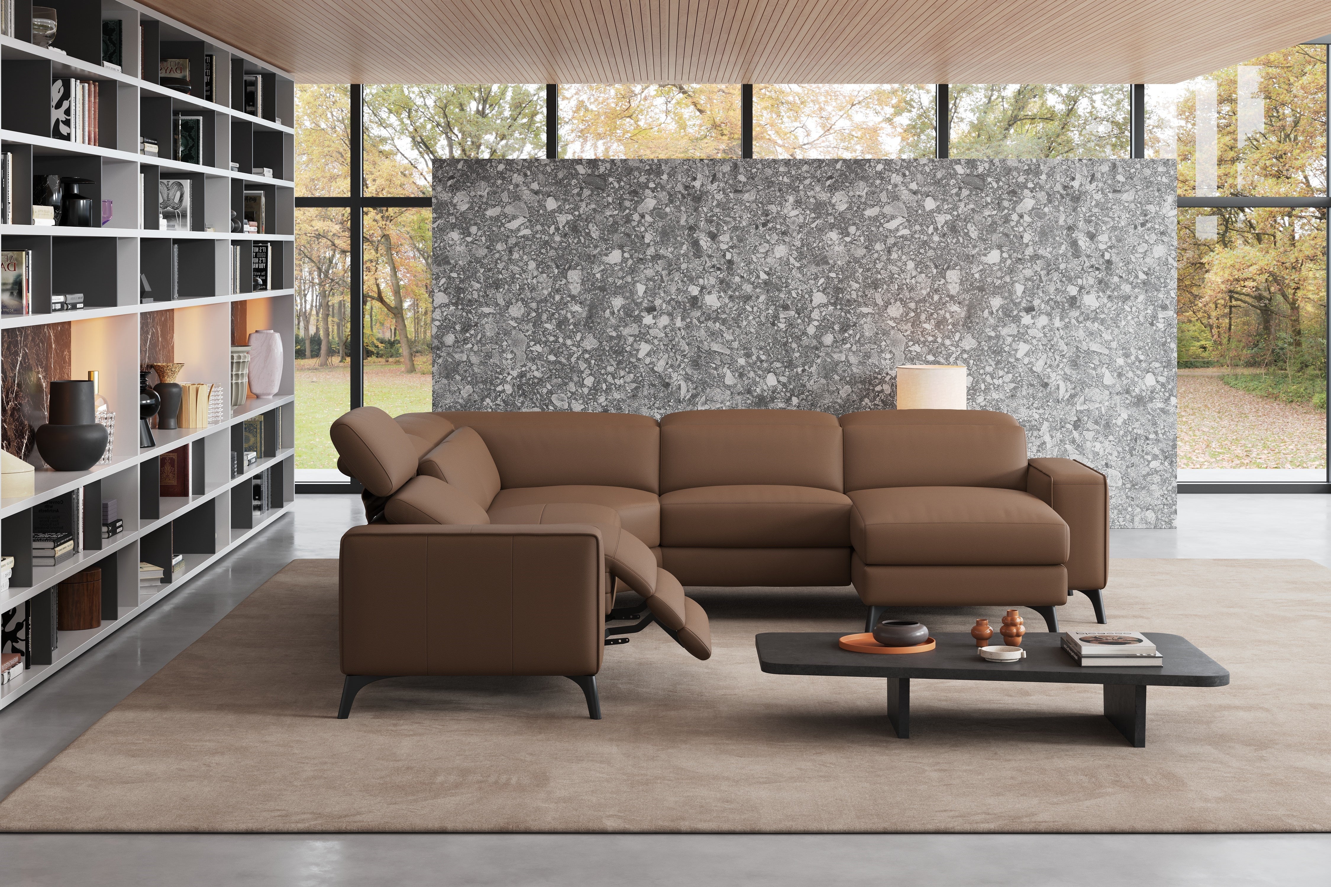Esther Leather Corner Recliner Sectional Lounge - Image 81