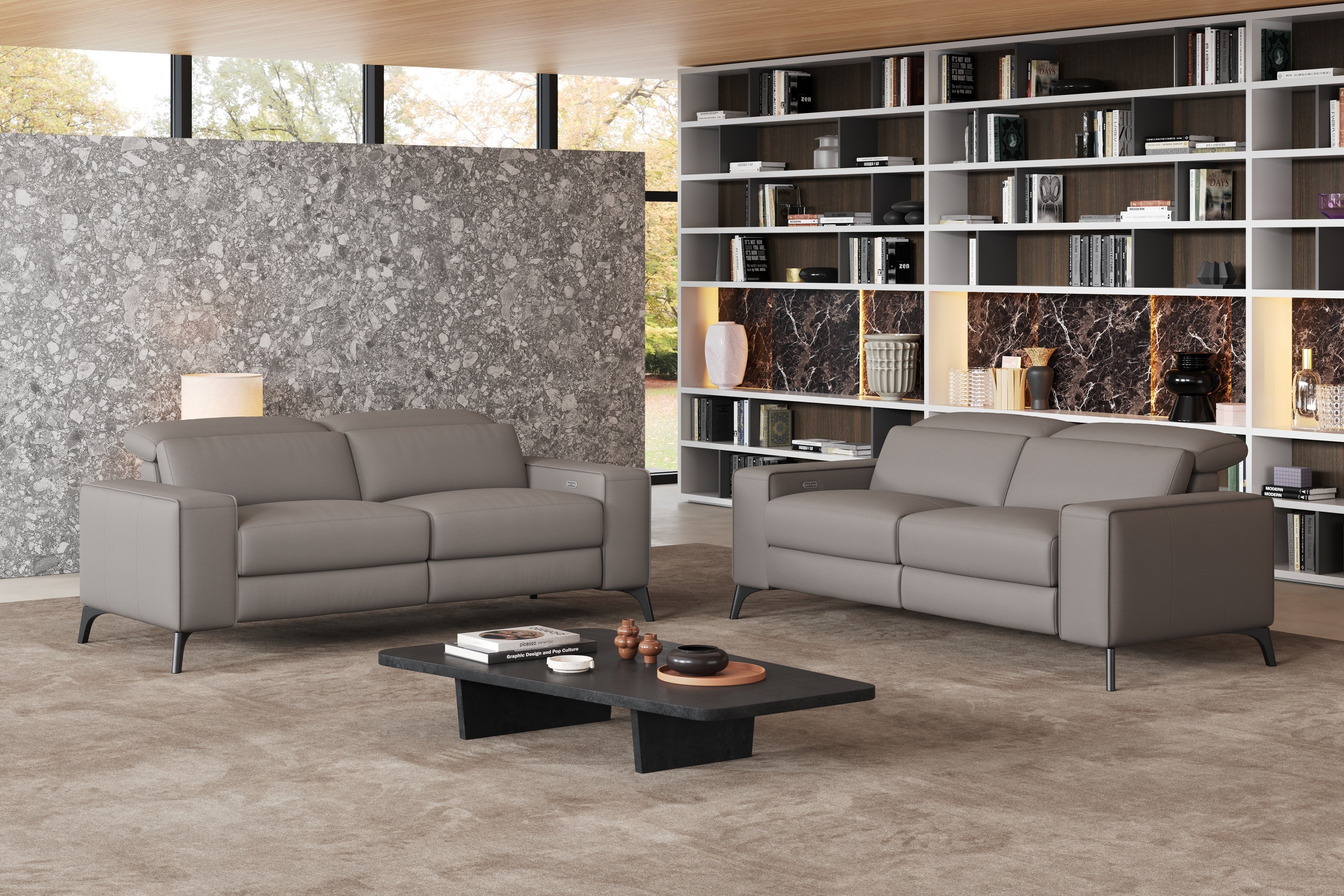 Esther Leather Dual Recliner Lounge - Image 56