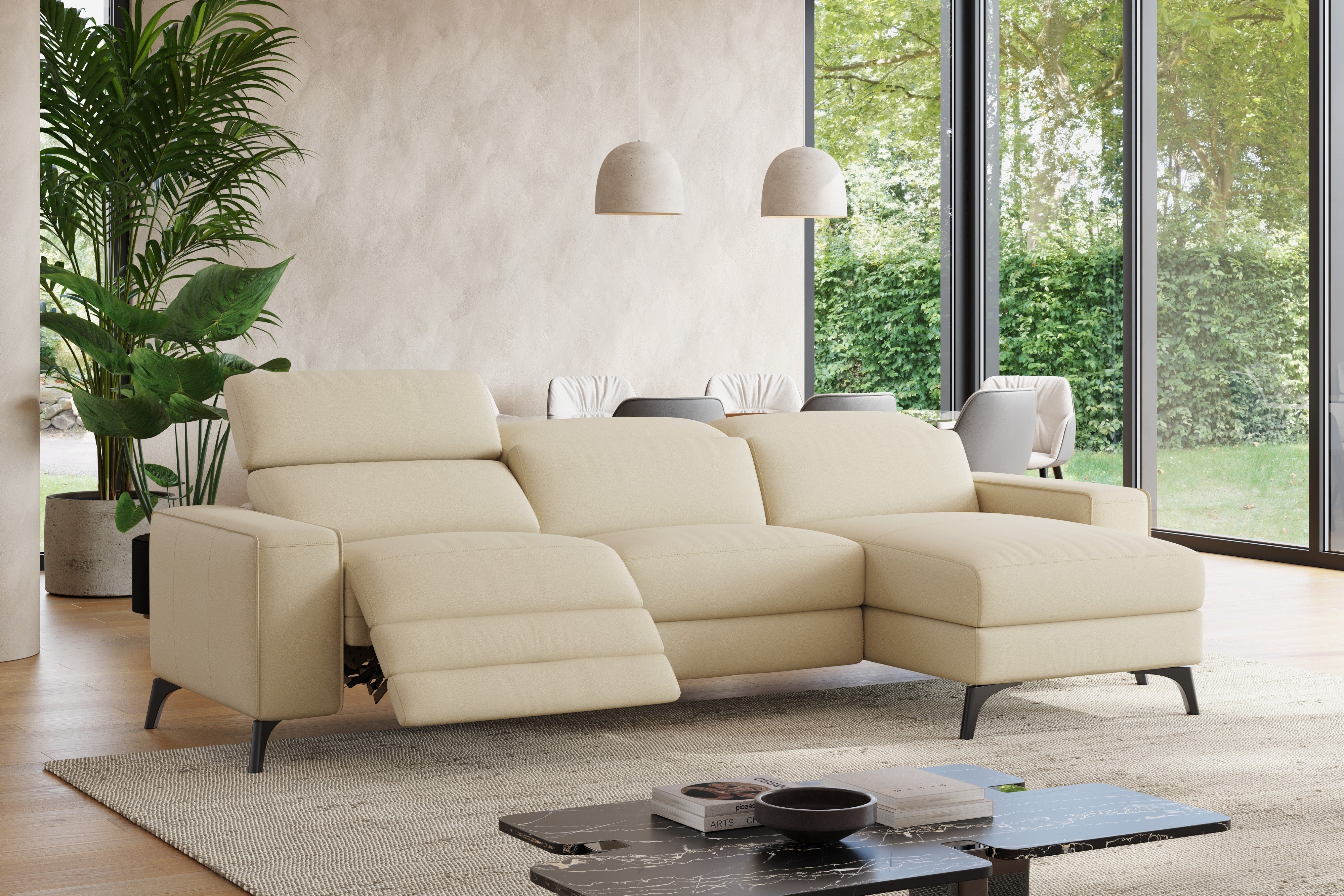 Esther Leather Recliner Sectional Lounge - Image 14