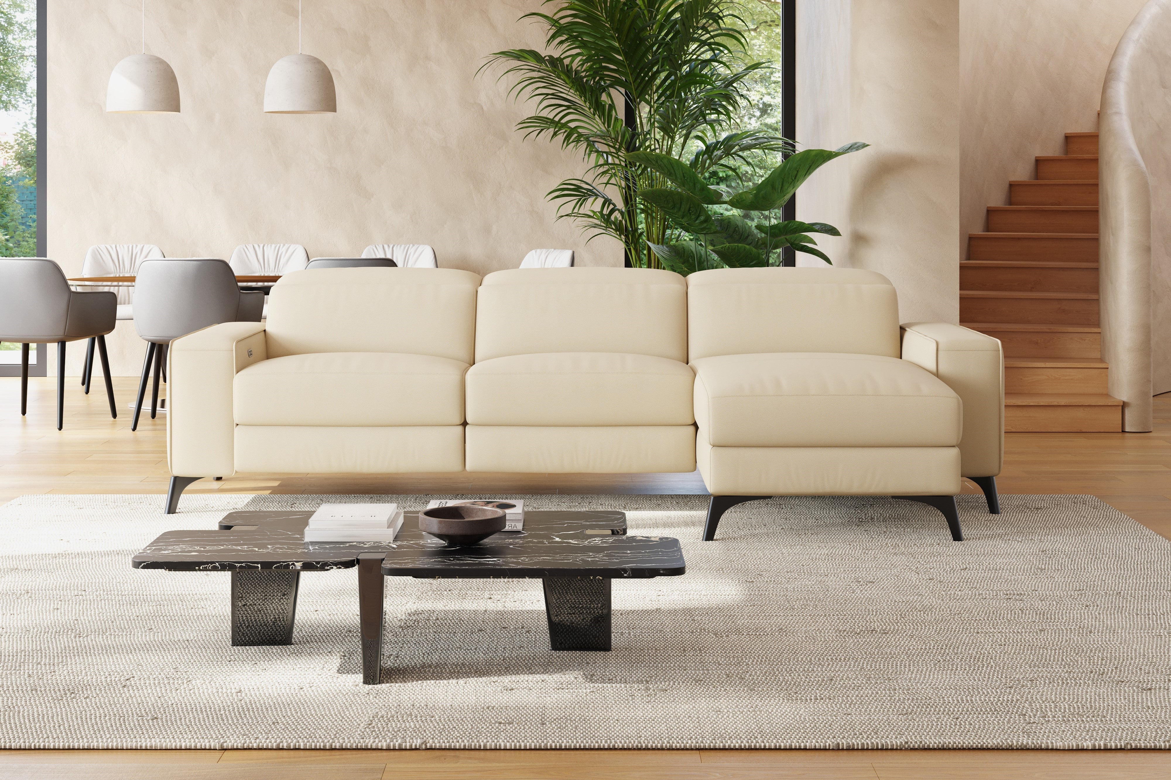 Esther Leather Recliner Sectional Lounge - Image 16
