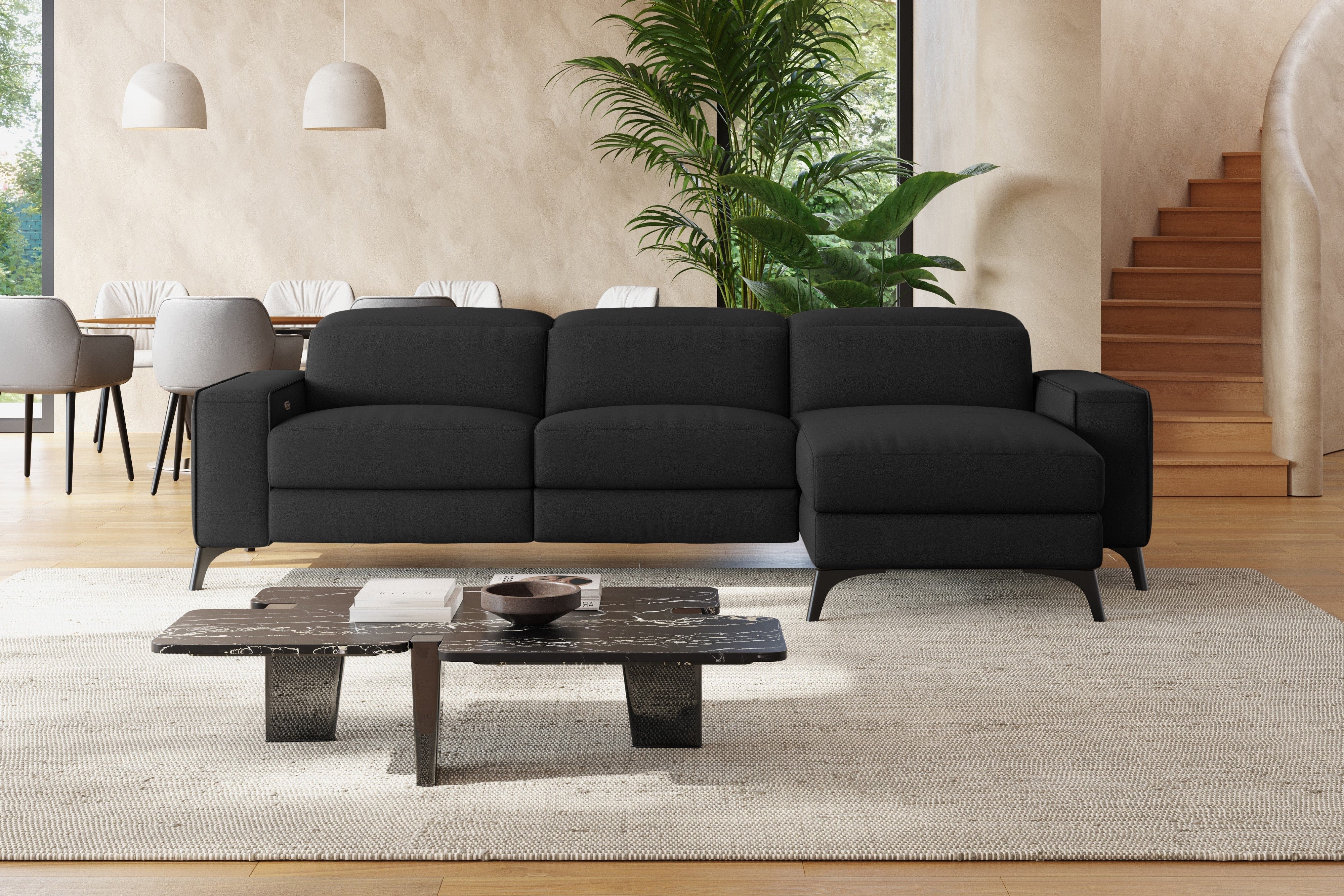 Esther Leather Recliner Sectional Lounge - Image 38