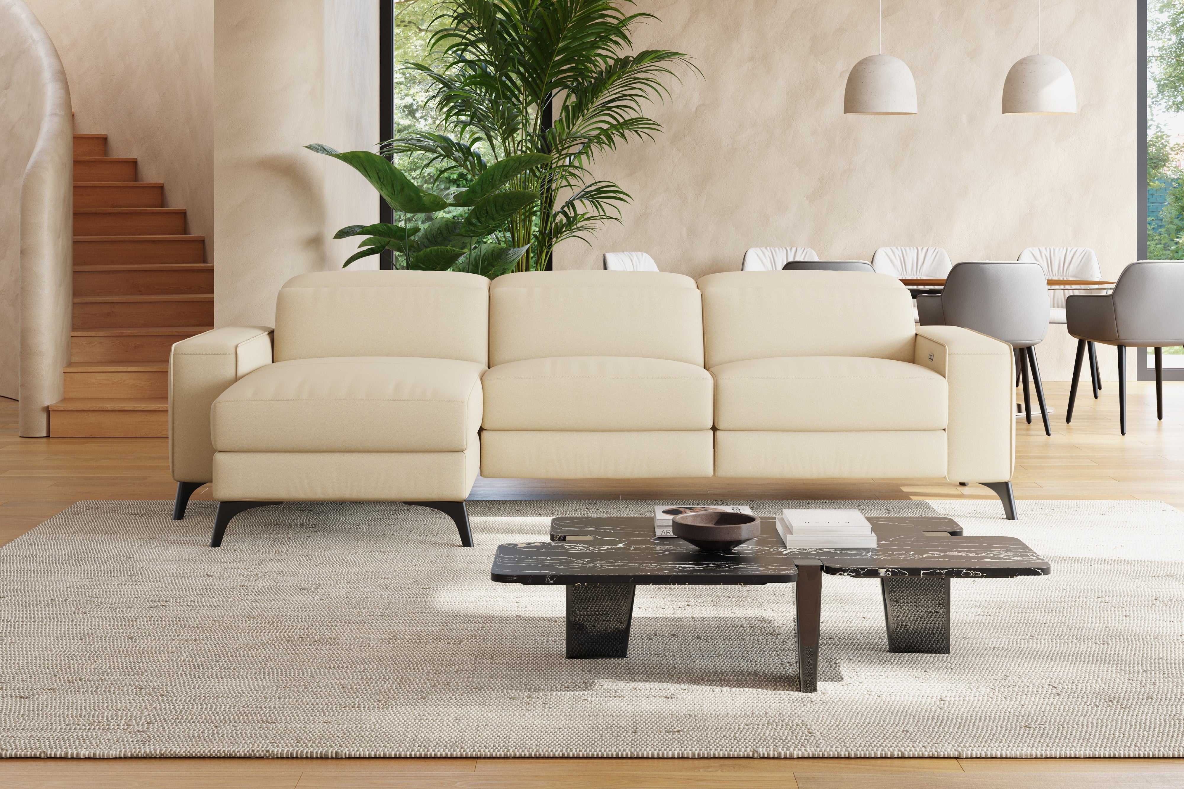 Esther Leather Recliner Sectional Lounge - Image 4