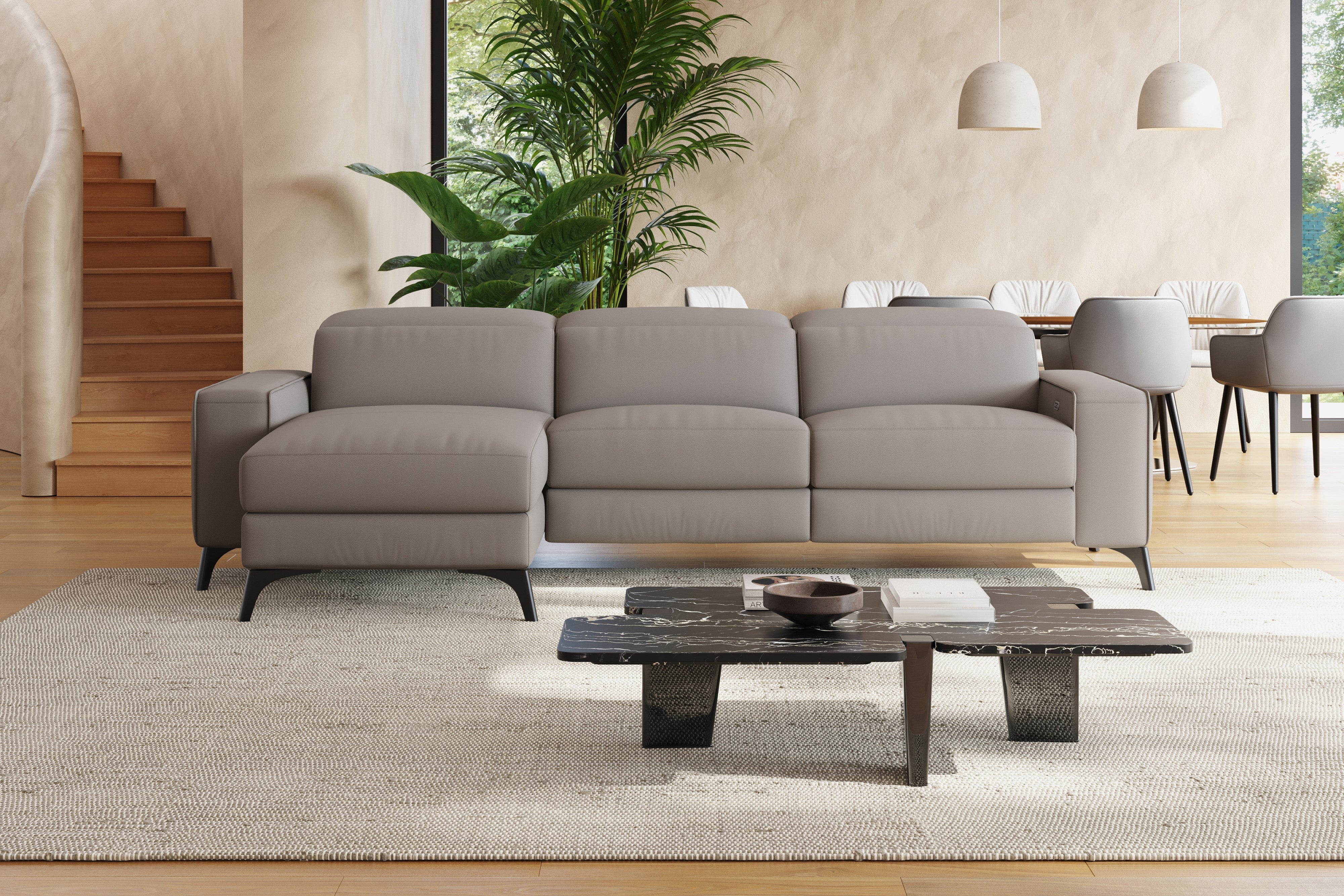 Esther Leather Recliner Sectional Lounge - Image 49