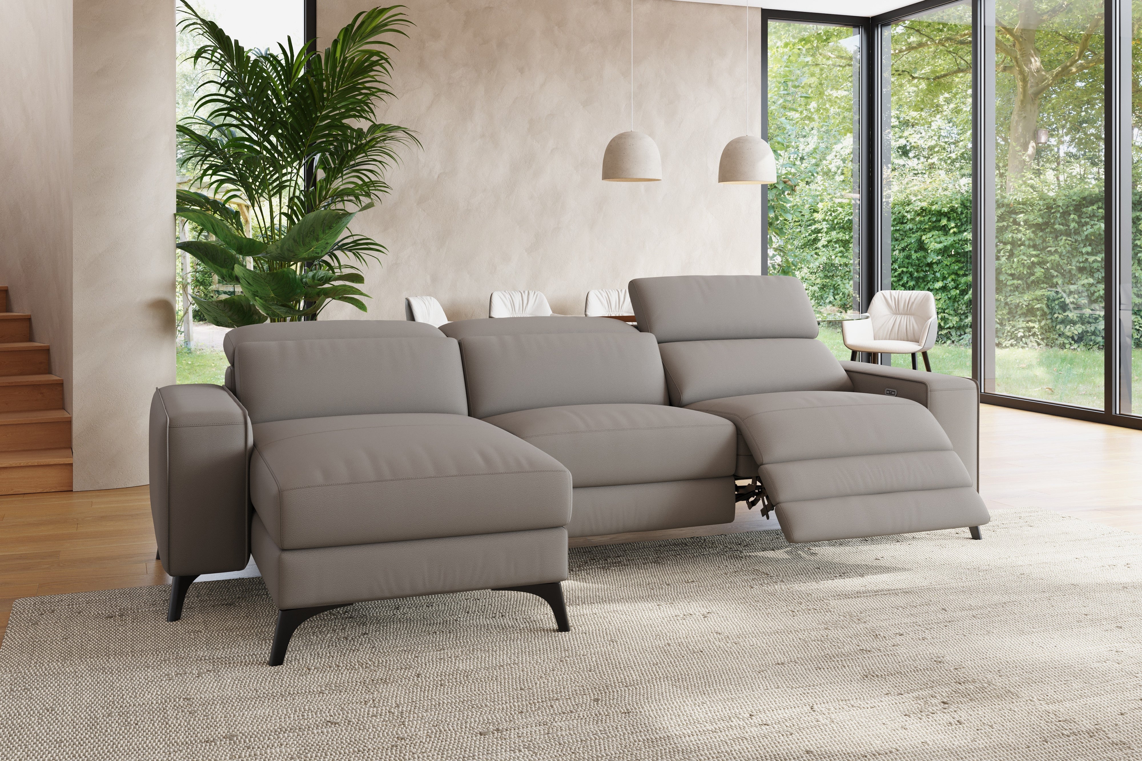 Esther Leather Recliner Sectional Lounge - Image 50