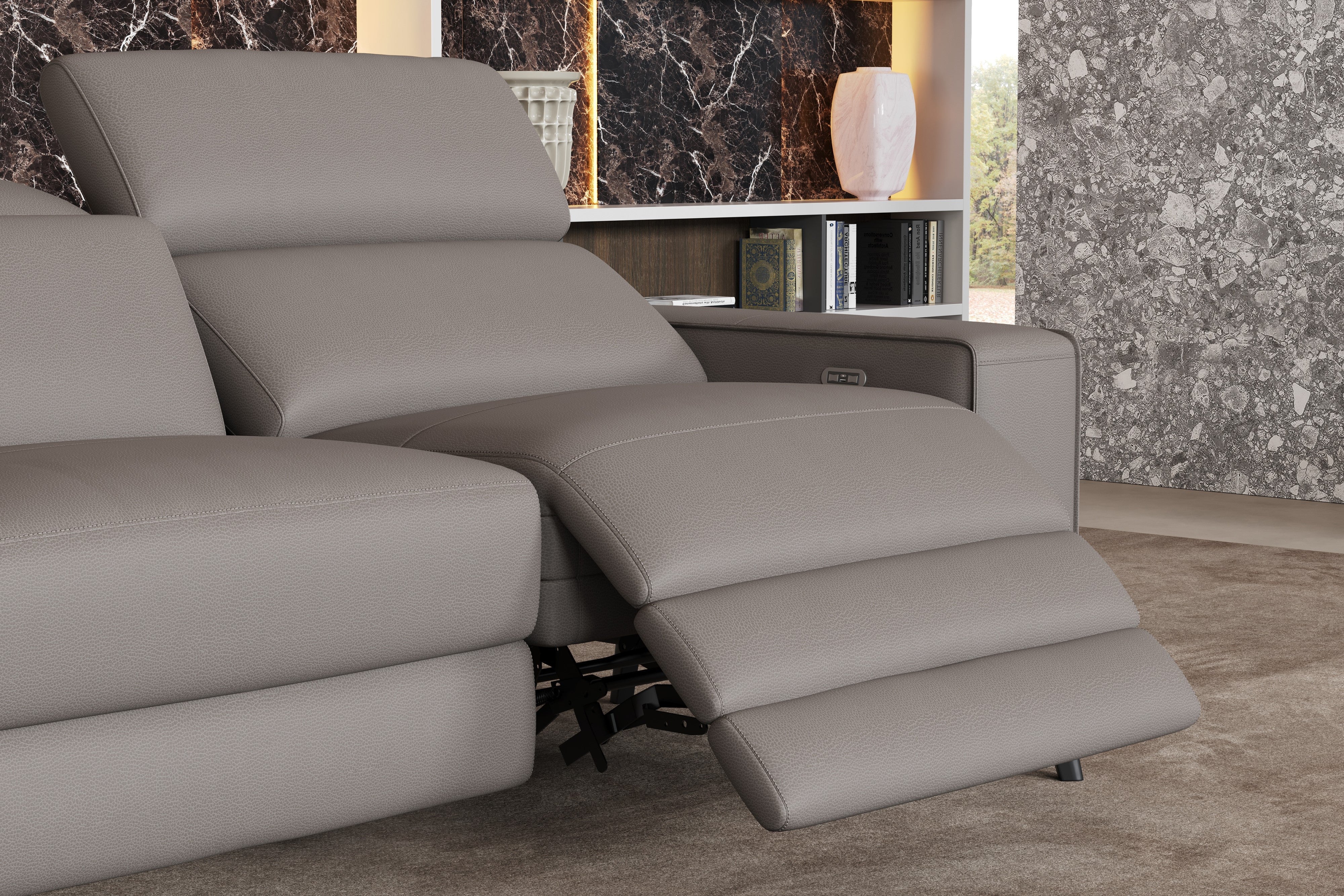 Esther Leather Recliner Sectional Lounge - Image 54