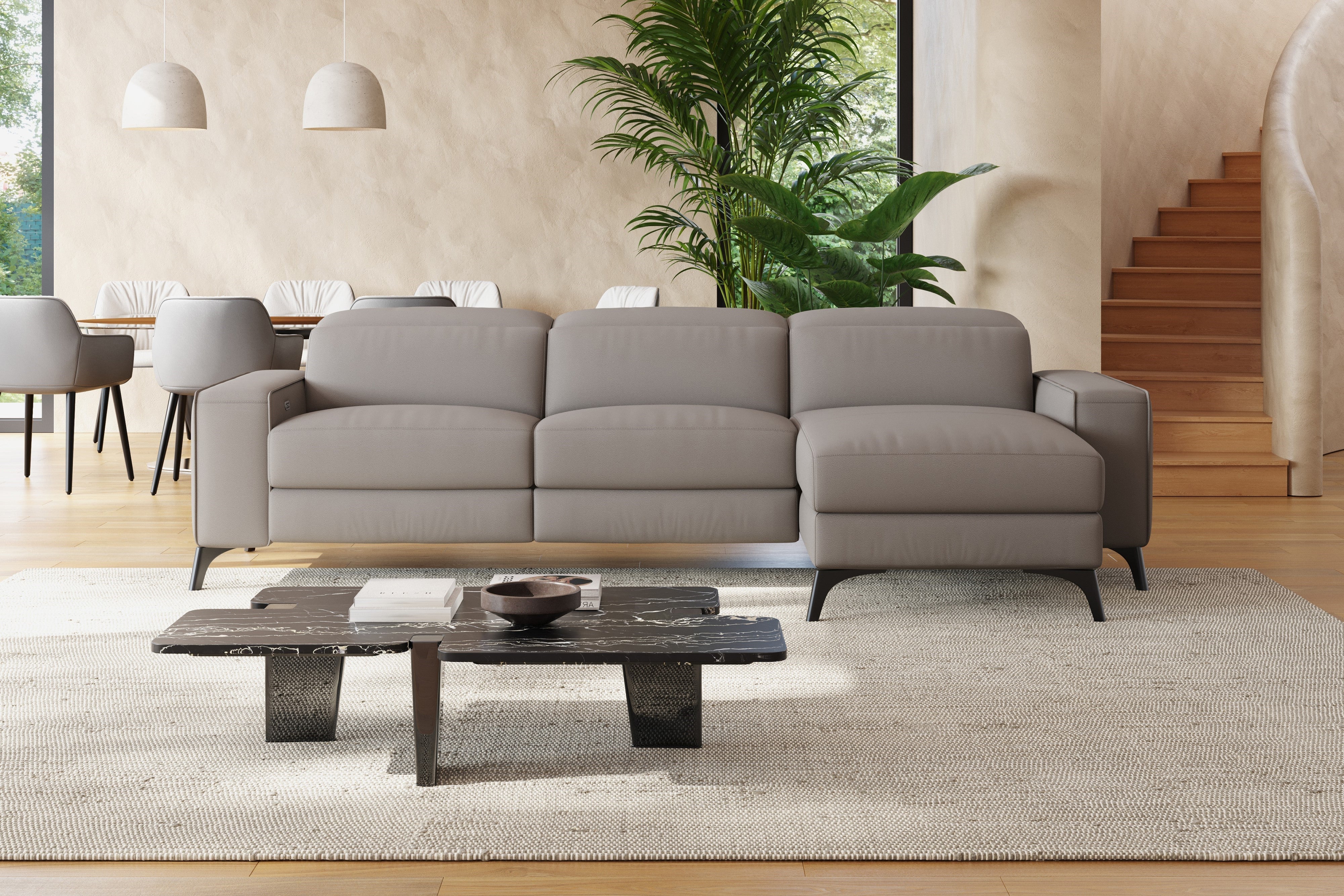 Esther Leather Recliner Sectional Lounge - Image 61