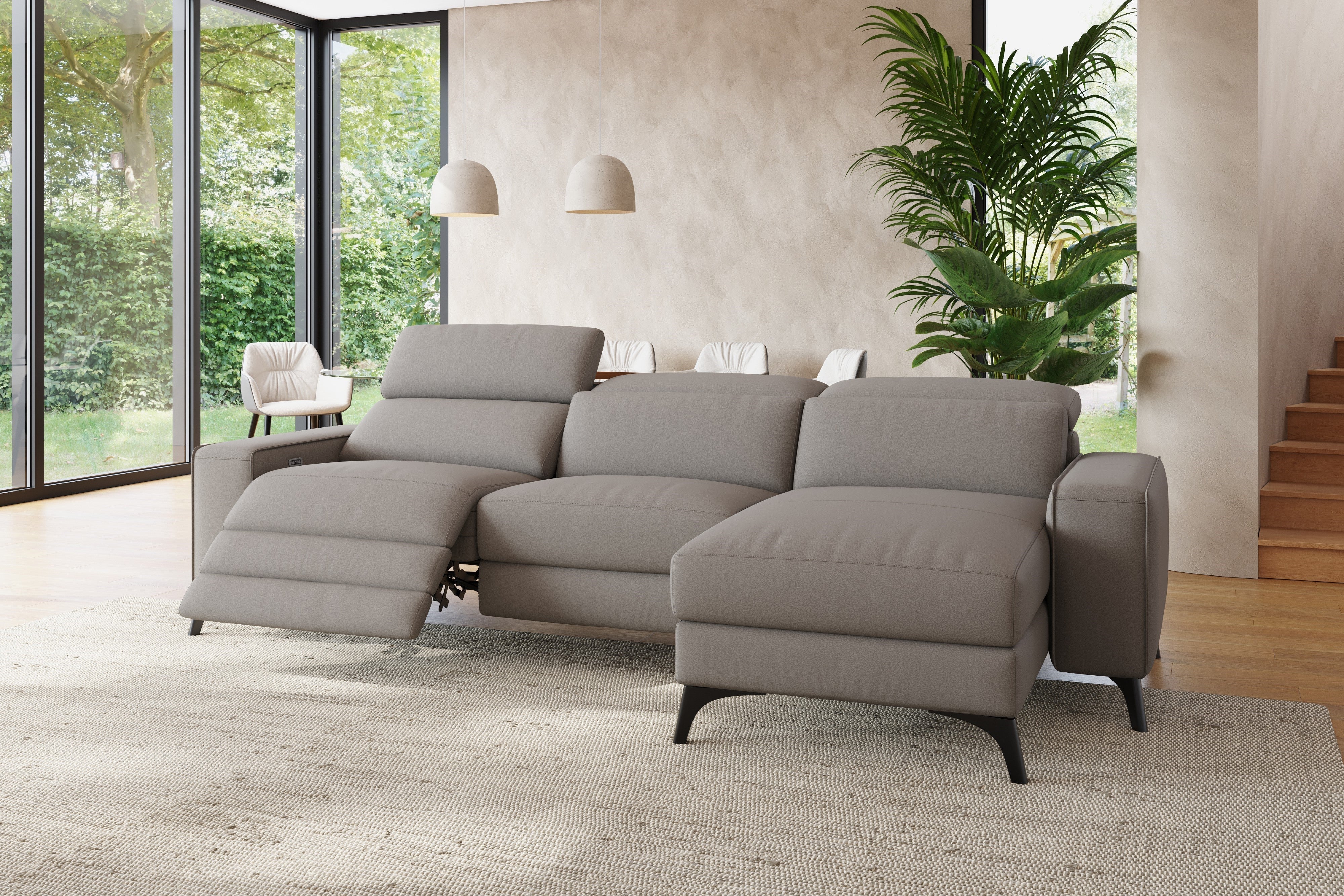 Esther Leather Recliner Sectional Lounge - Image 62