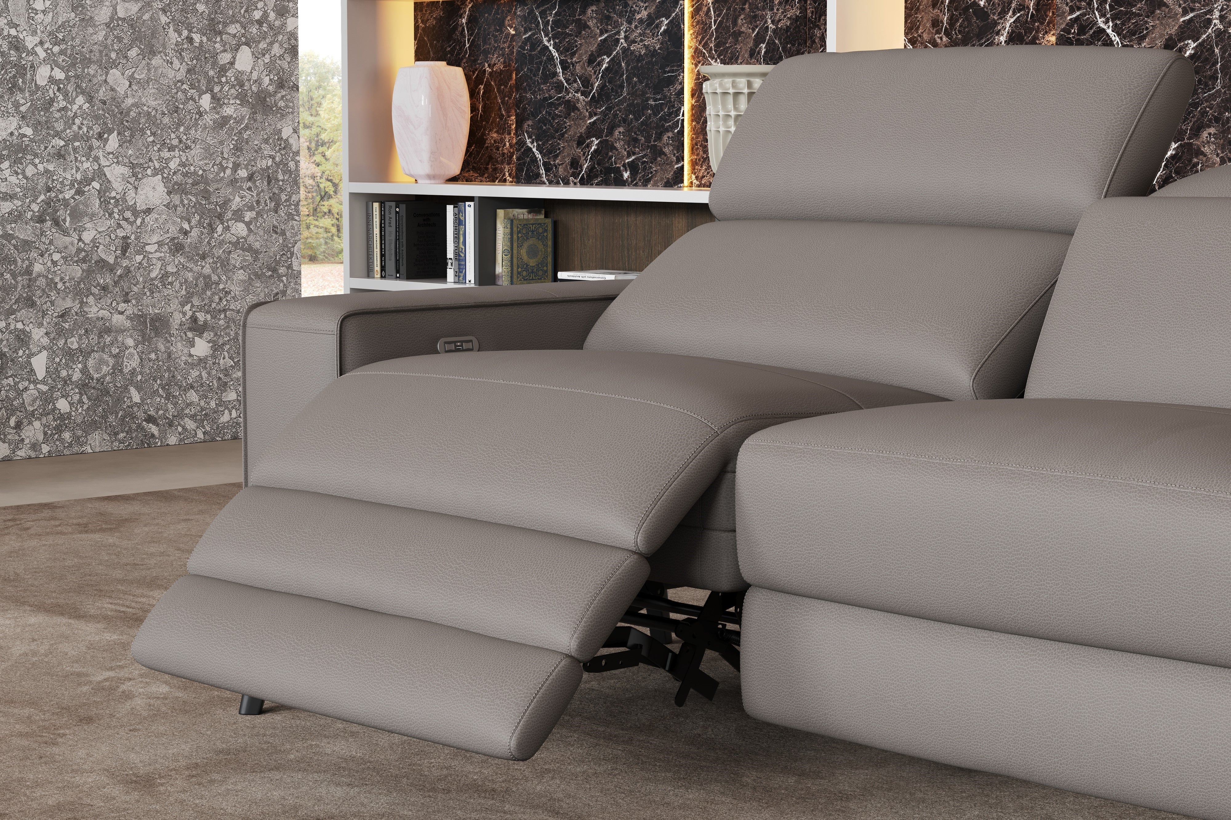 Esther Leather Recliner Sectional Lounge - Image 63