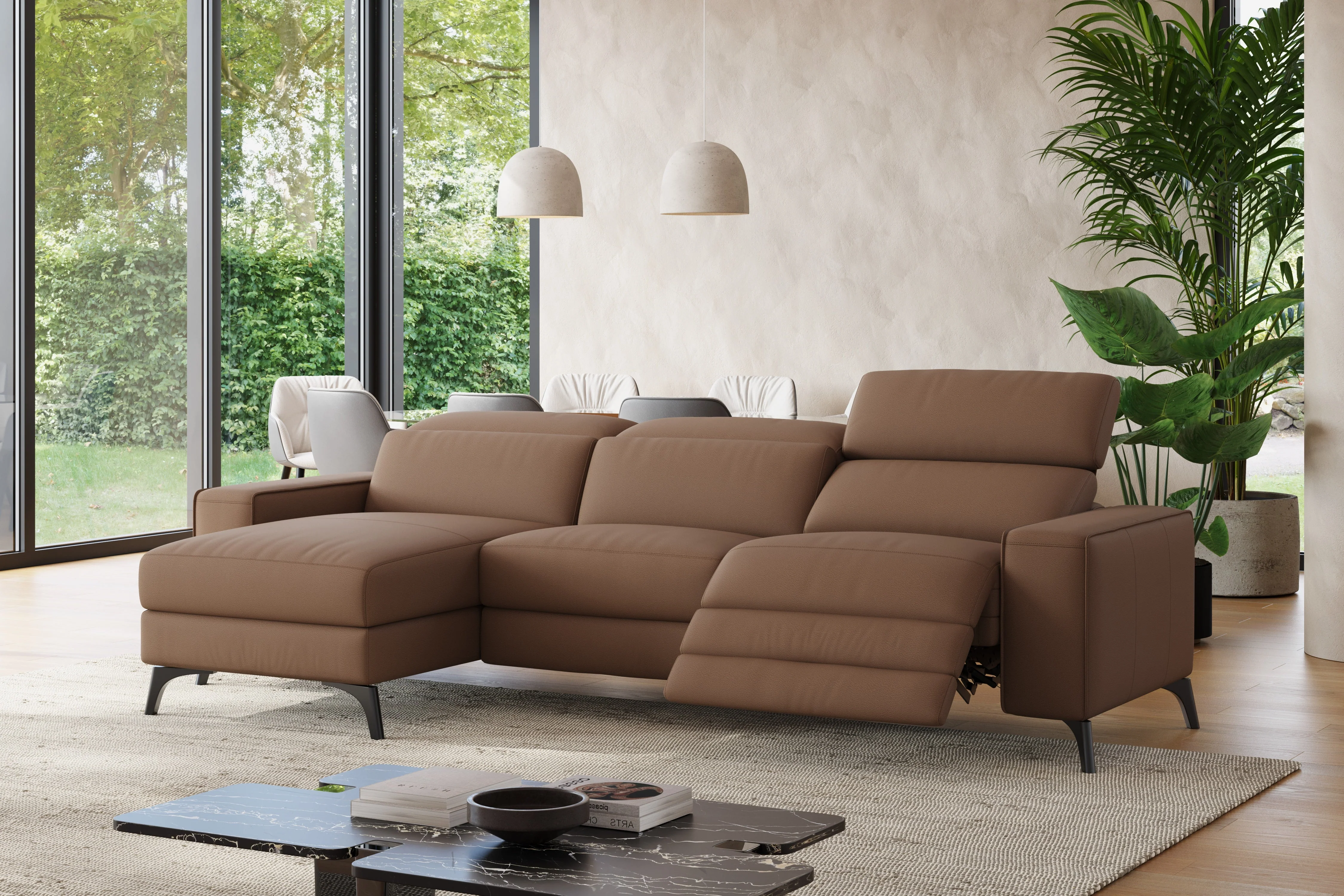 Esther Leather Recliner Sectional Lounge - Image 72