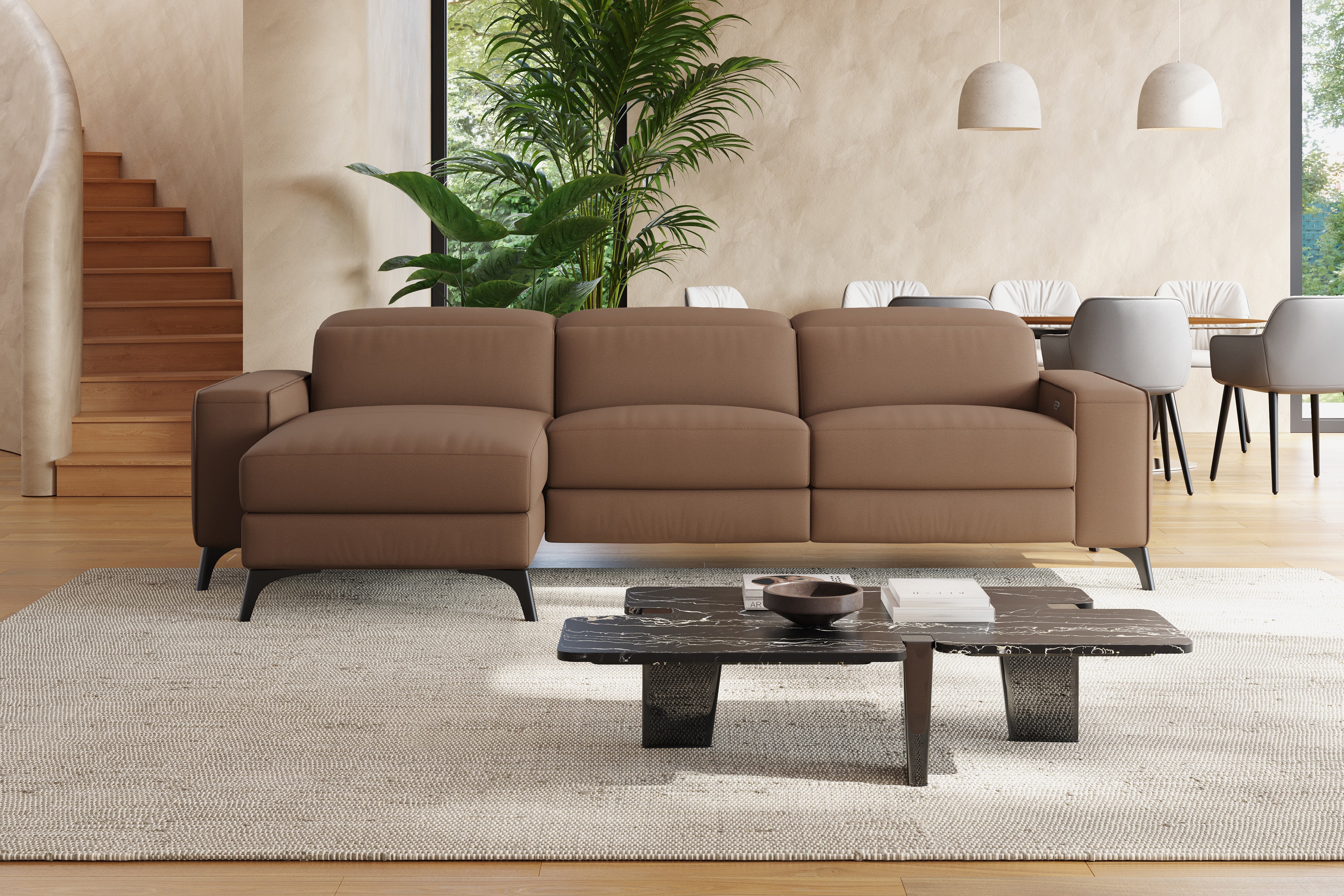 Esther Leather Recliner Sectional Lounge - Image 74