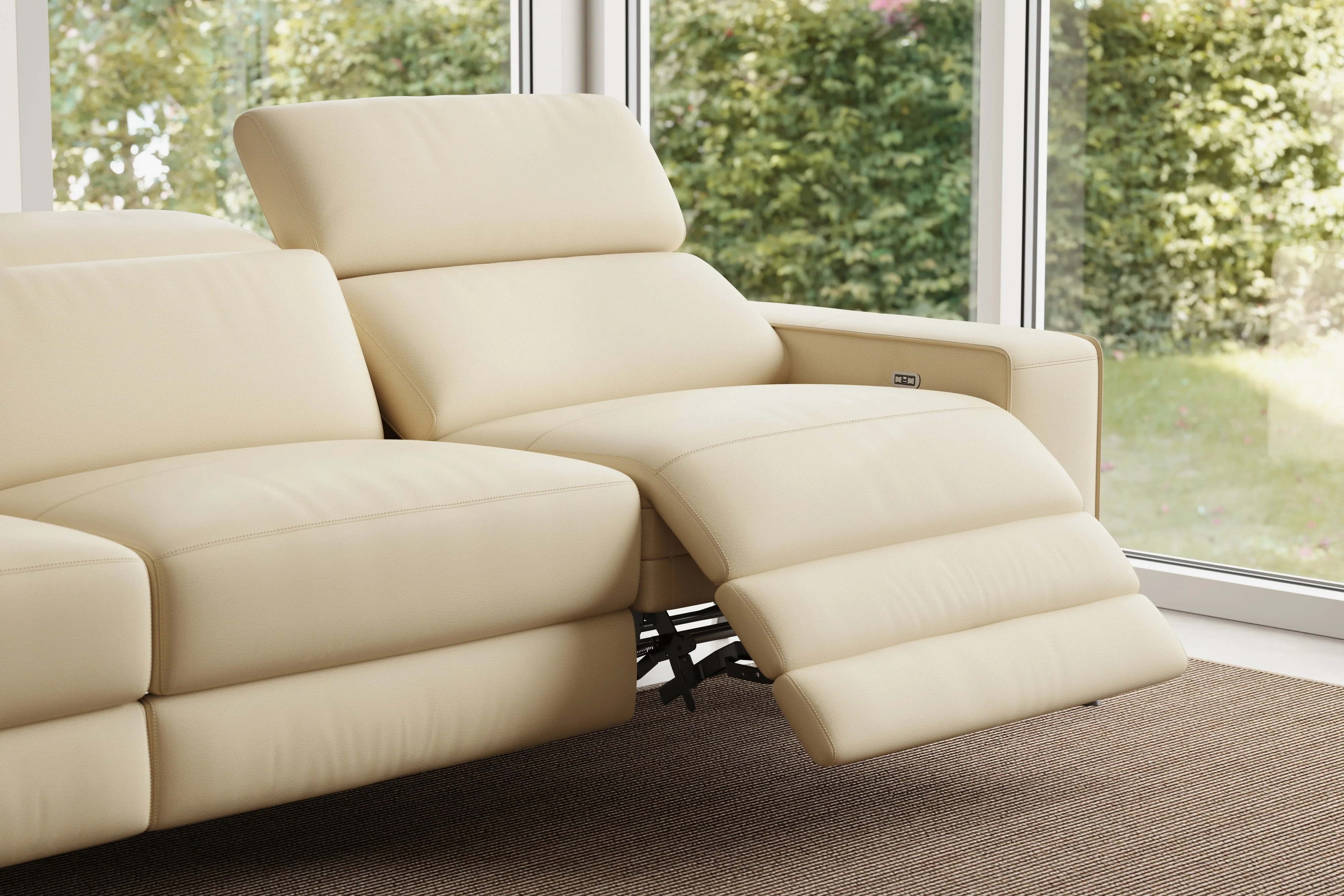 Esther Leather Recliner Sectional Lounge - Image 8