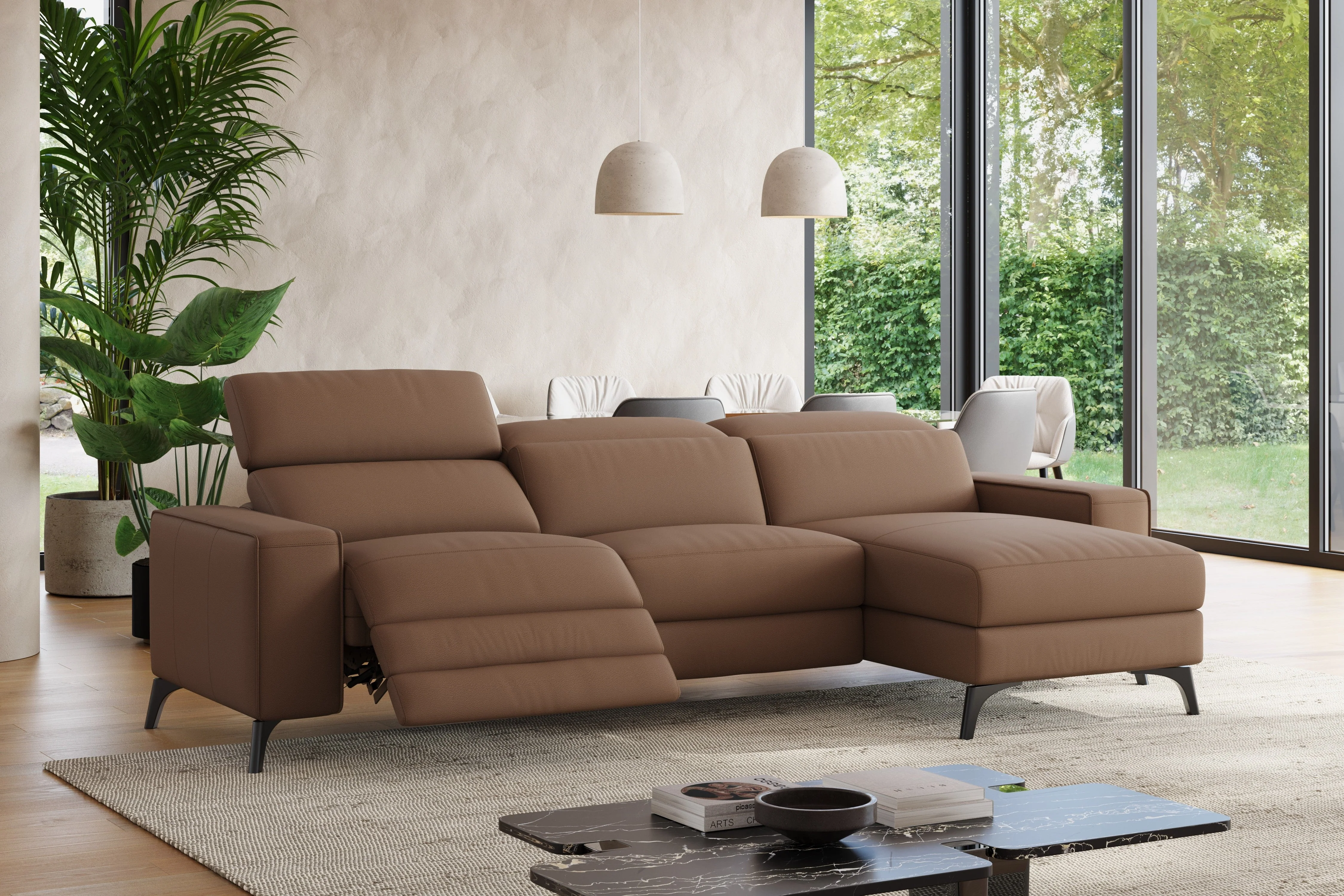 Esther Leather Recliner Sectional Lounge - Image 84