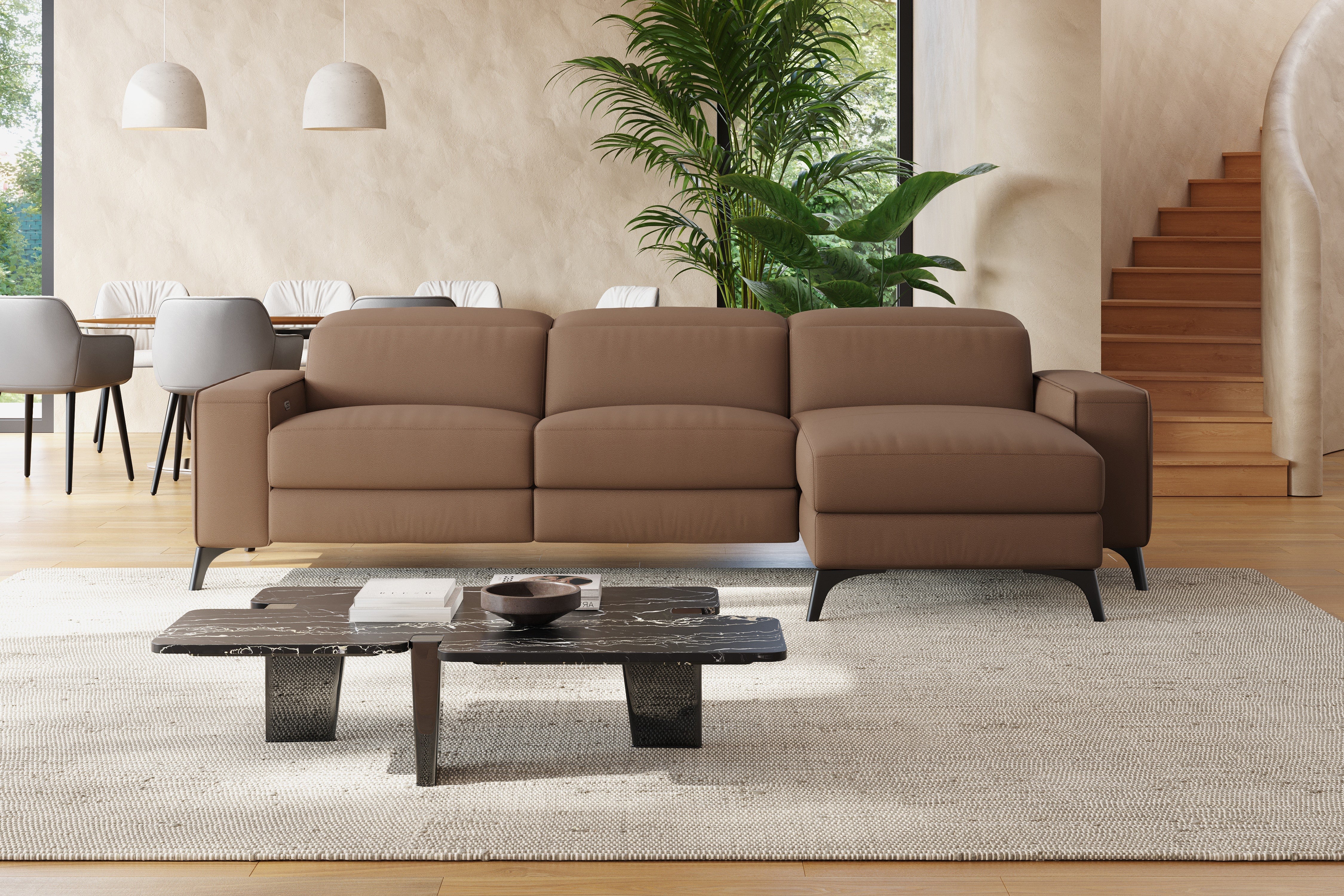 Esther Leather Recliner Sectional Lounge - Image 85