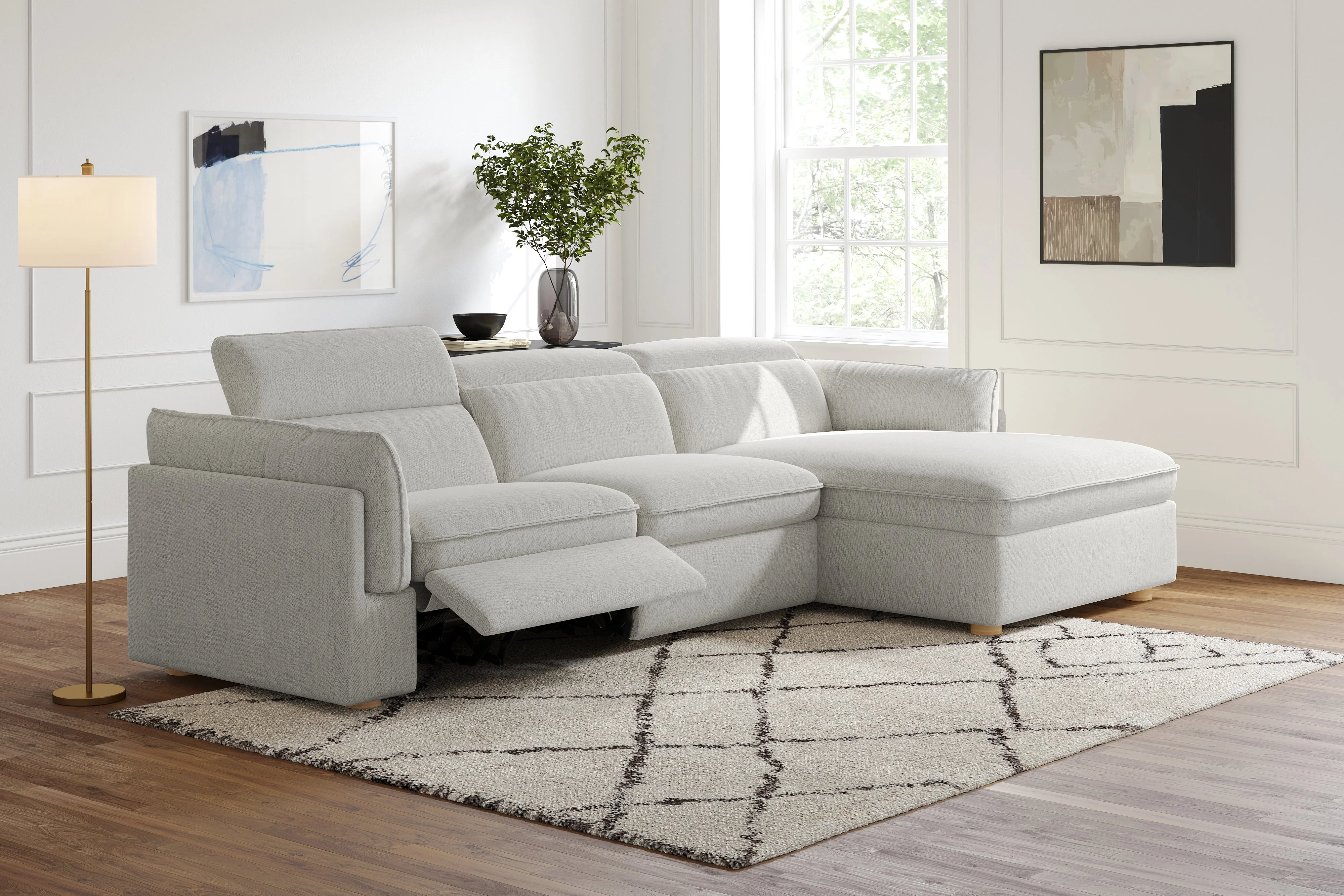 Fernanda Fabric Recliner Sectional Lounge - Image 47