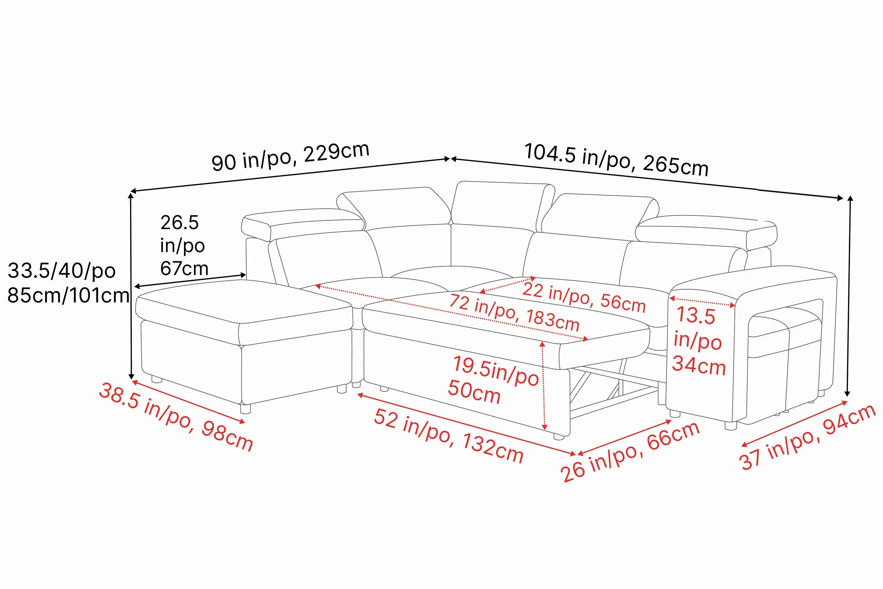 Finn Fabric Sectional Lounge Bed - Image 27