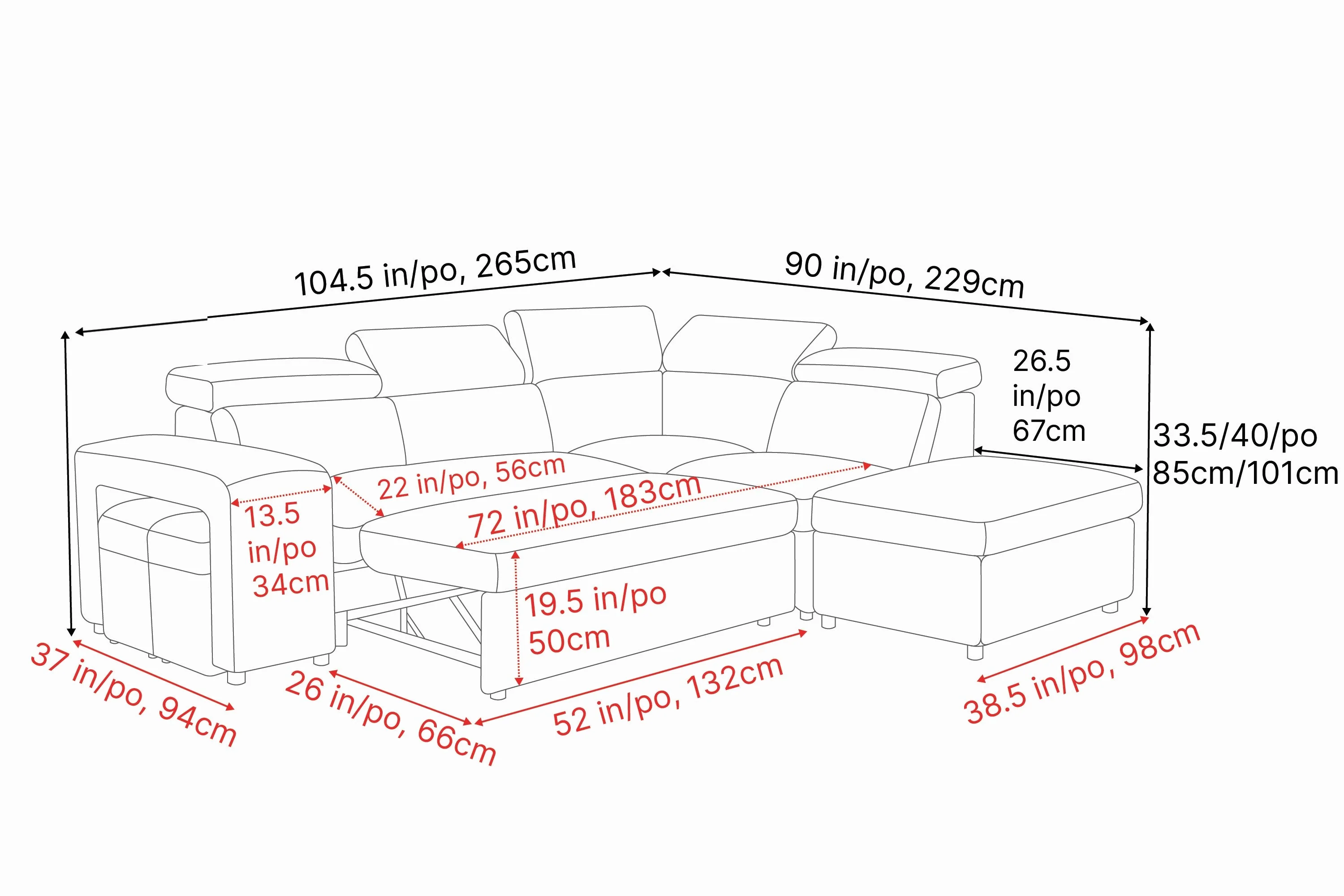 Finn Fabric Sectional Lounge Bed - Image 39