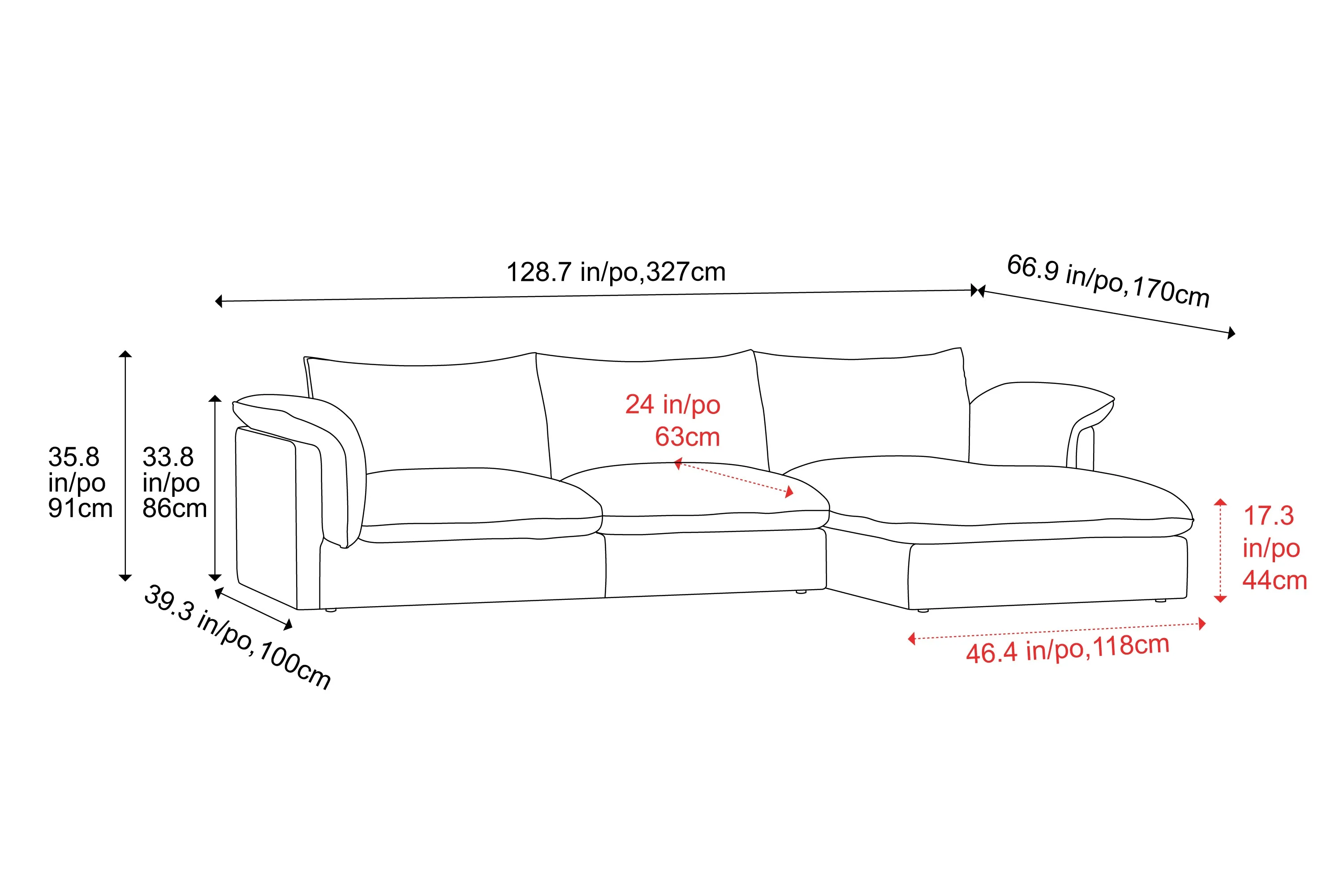 Frederick Fabric Sectional Lounge - Image 12