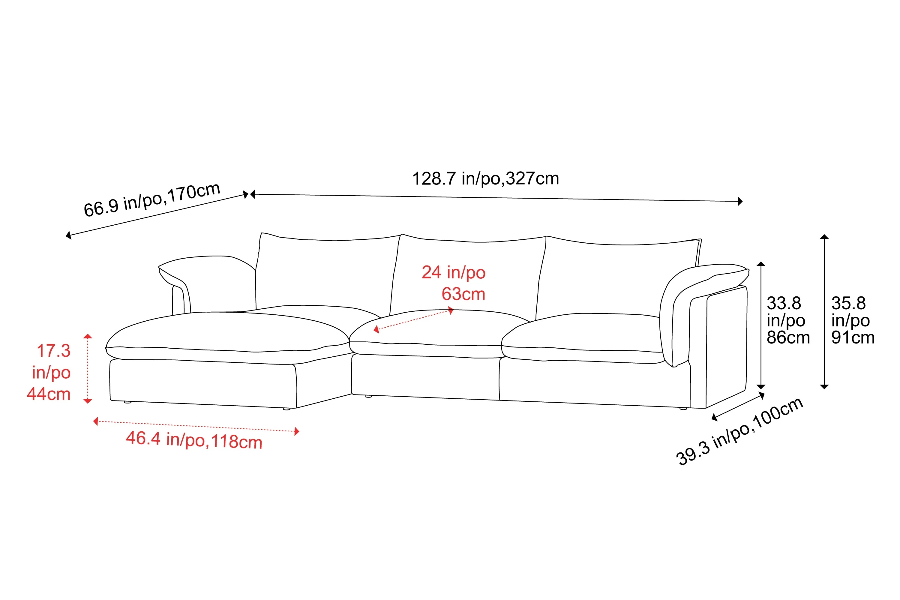 Frederick Fabric Sectional Lounge - Image 3