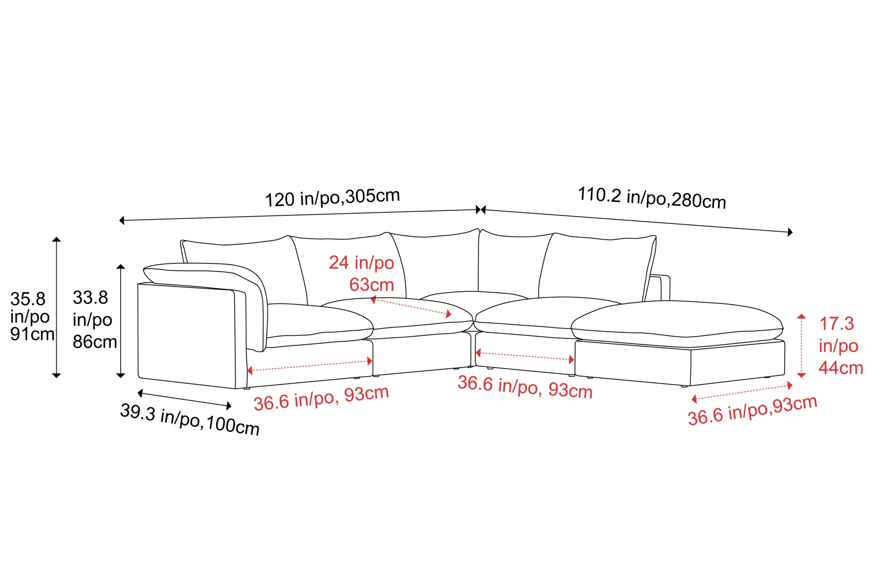 Frederick Fabric Corner Sectional Lounge - Image 12